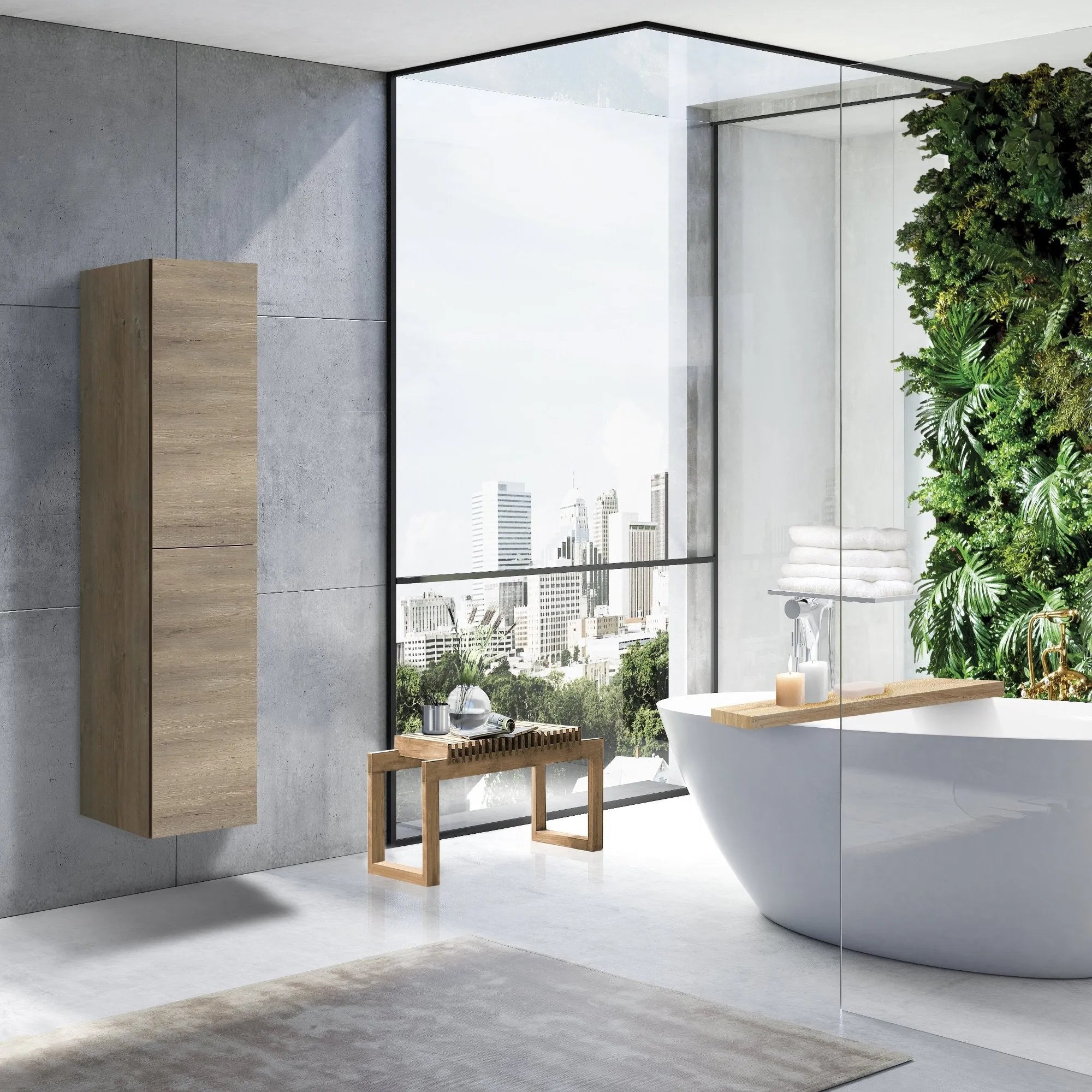 MELA - CLARK 400 Sorrento Oak Wall Hung Tallboy-Vanities-from our-MELA-supplier–available at Bathroom City Perth