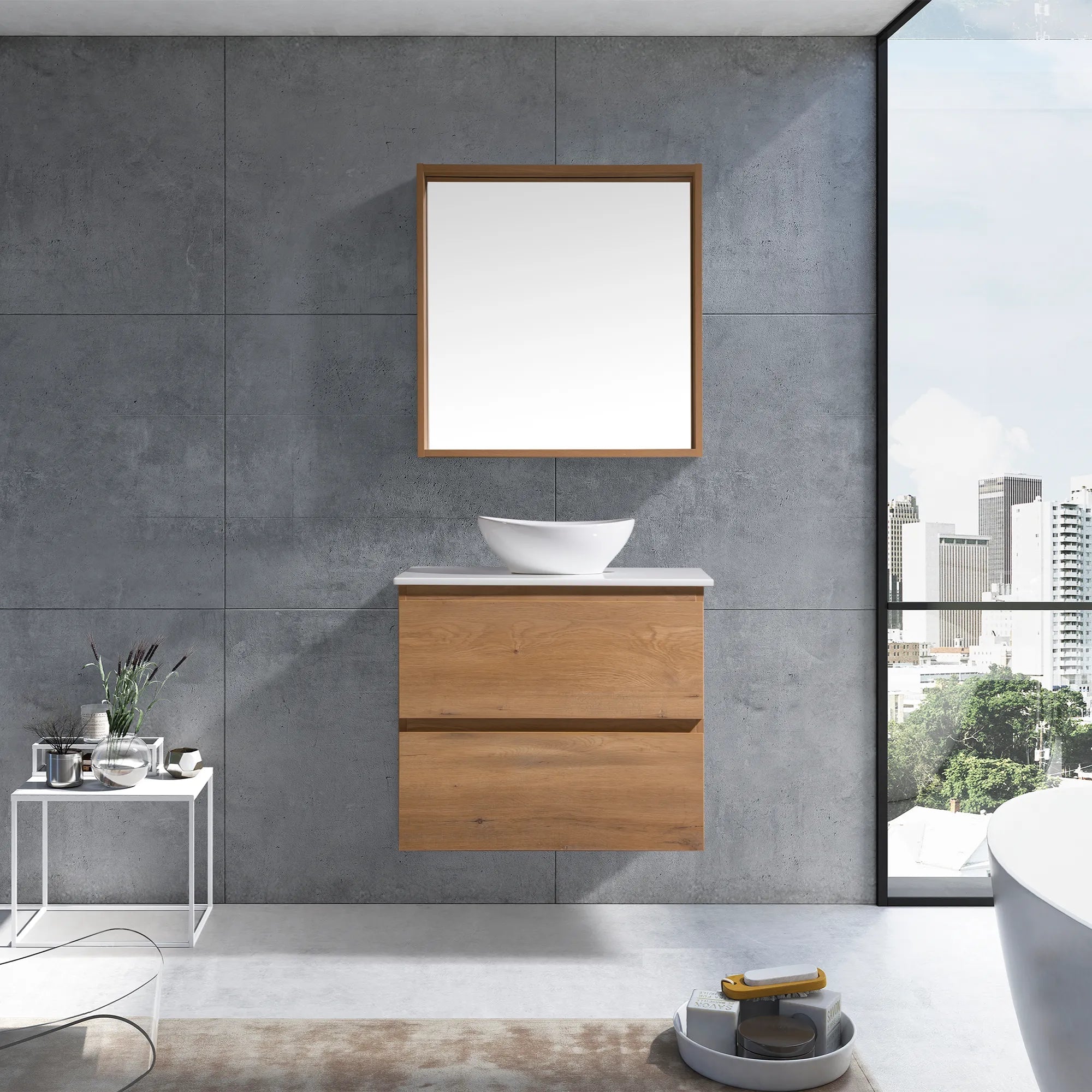 MELA - CLARK 750 Snafell Wall Hung Vanity with 2 Drawers-Vanities-from our-MELA-supplier–available at Bathroom City Perth