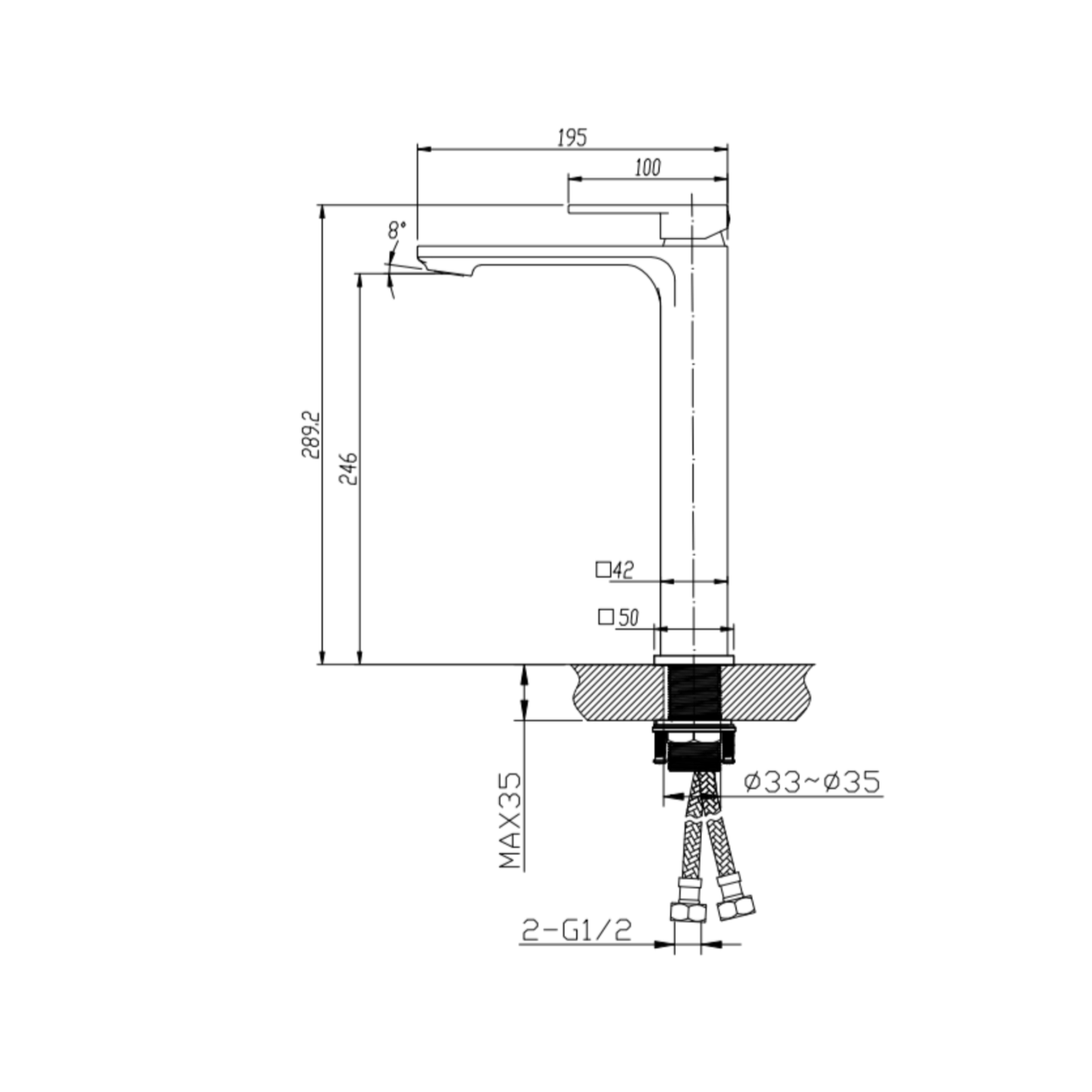MELA - FLOVA Tall Basin Mixer Brushed NickelTapware – available at Bathroom City Perth