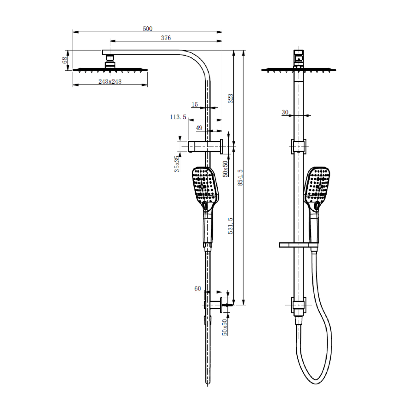 MELA - FLOVA Twin Combo Shower Set with Rail Brushed NickelTapware – available at Bathroom City Perth