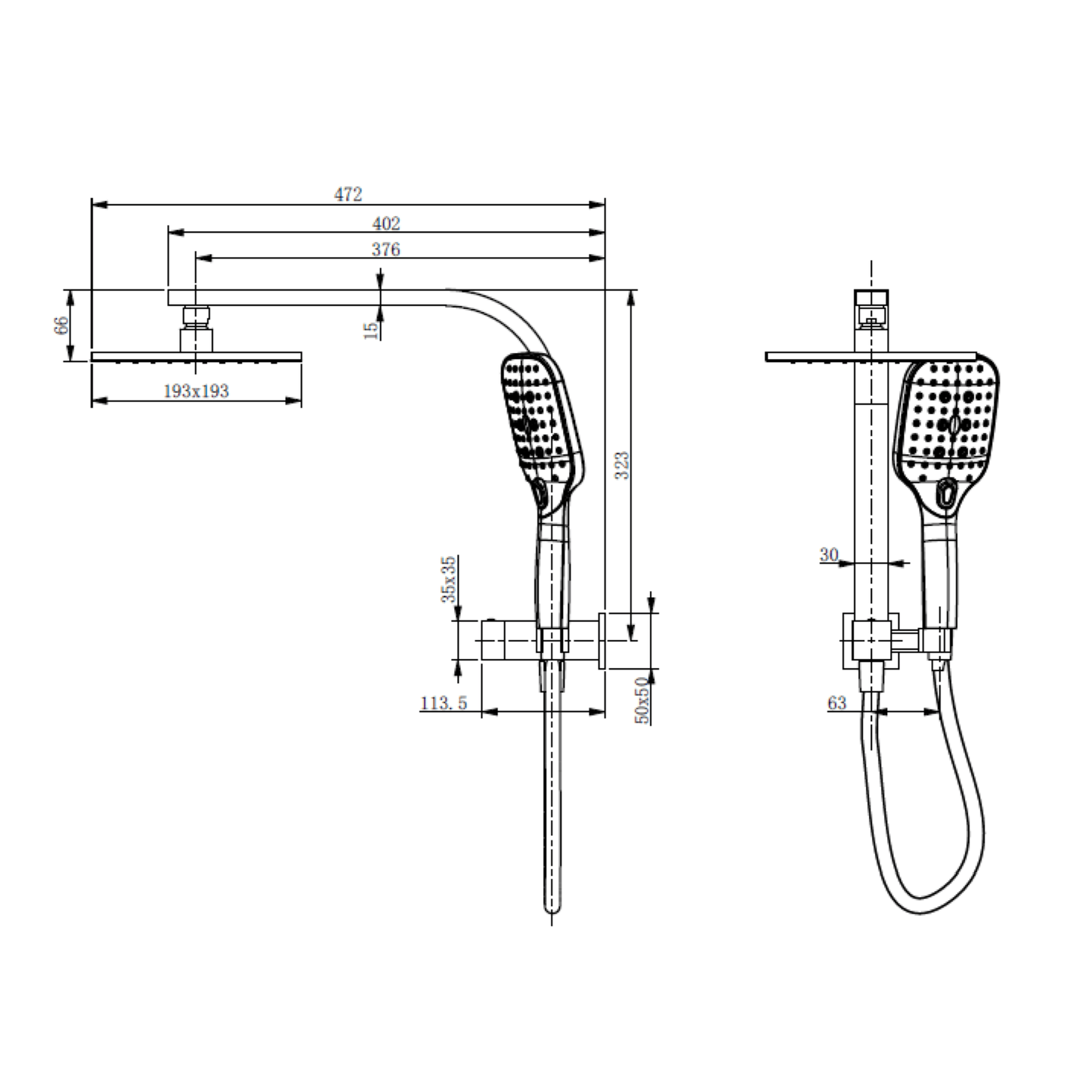 MELA - FLOVA Twin Combo Shower Set without Rail Brushed NickelTapware – available at Bathroom City Perth