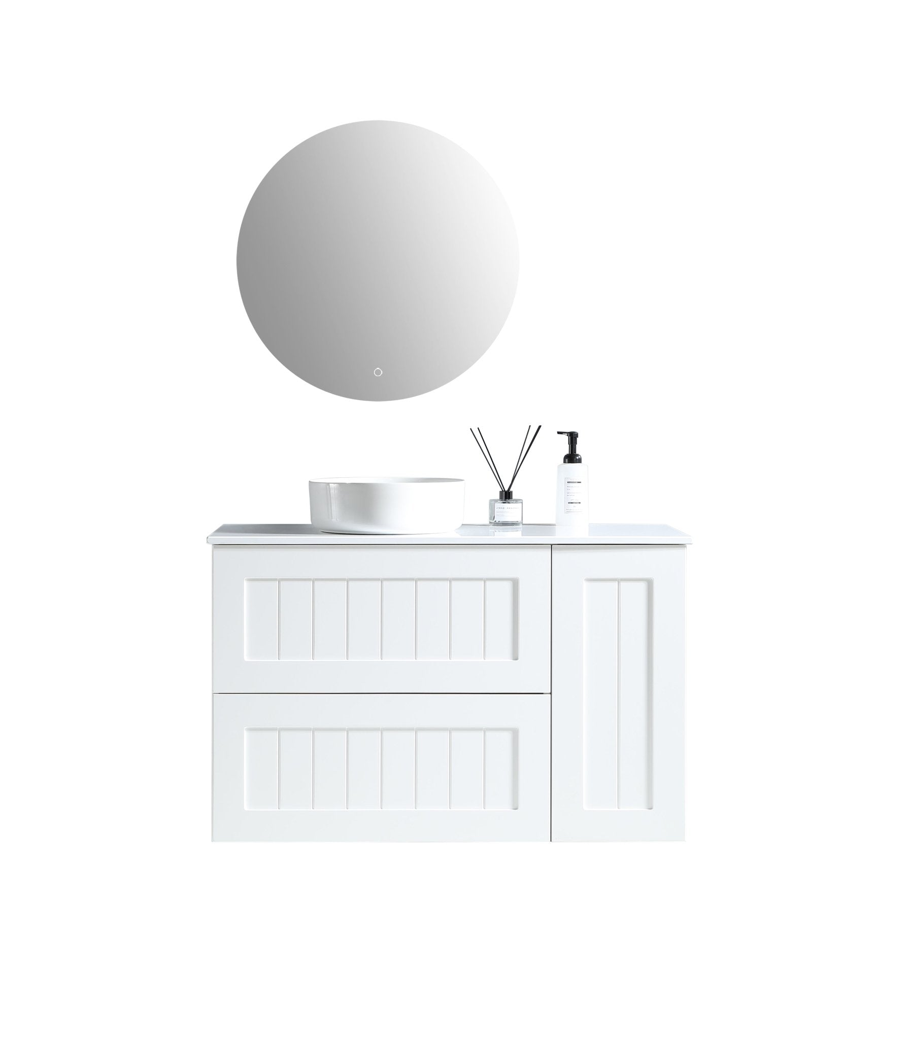 MELA - HAMPTON 1050 Matt White Wall Hung Vanity with Door & Drawers - Vanities - from our - MELA - supplier–available at Bathroom City Perth