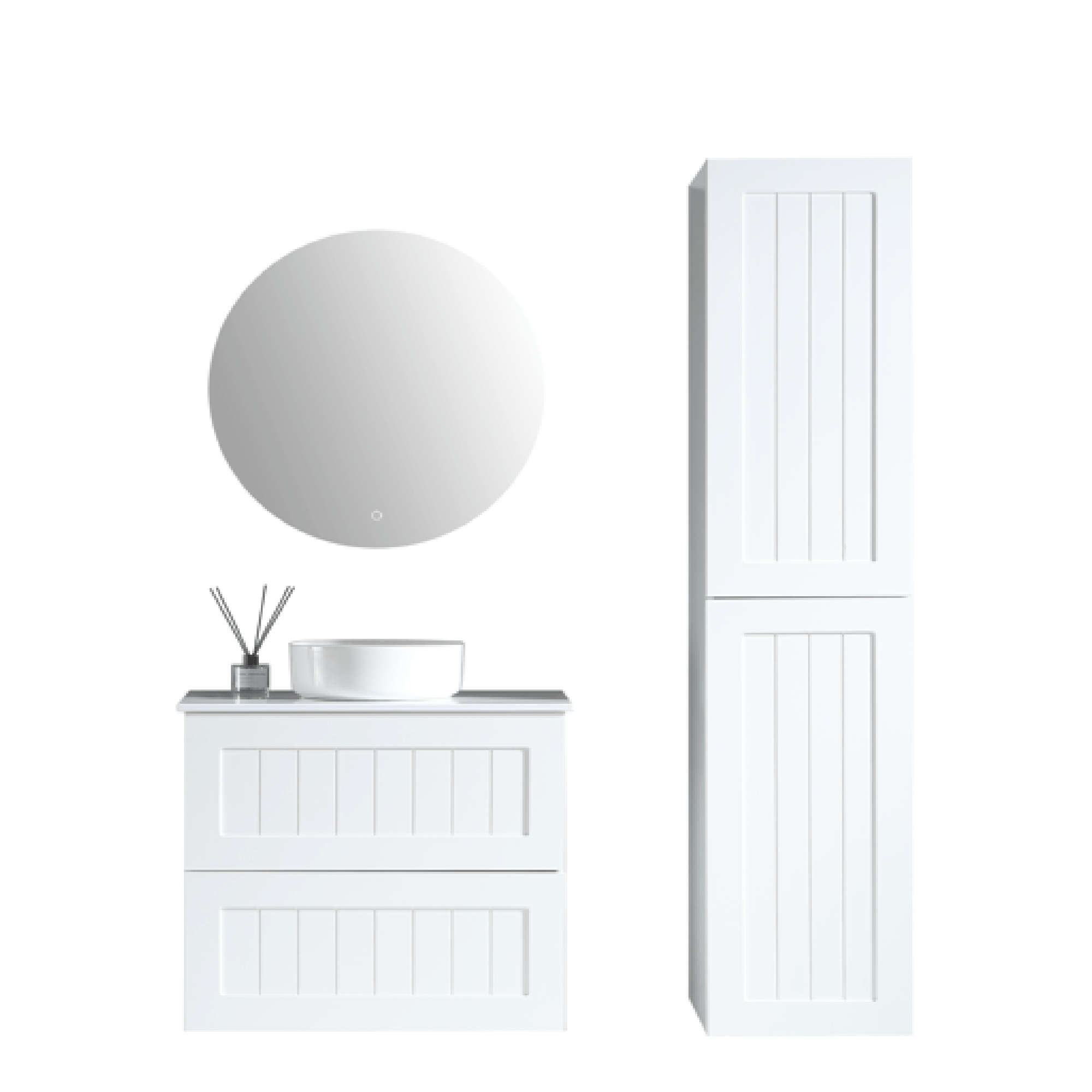 MELA - HAMPTON 600 Matt White Wall Hung Vanity with DrawersVanities – available at Bathroom City Perth