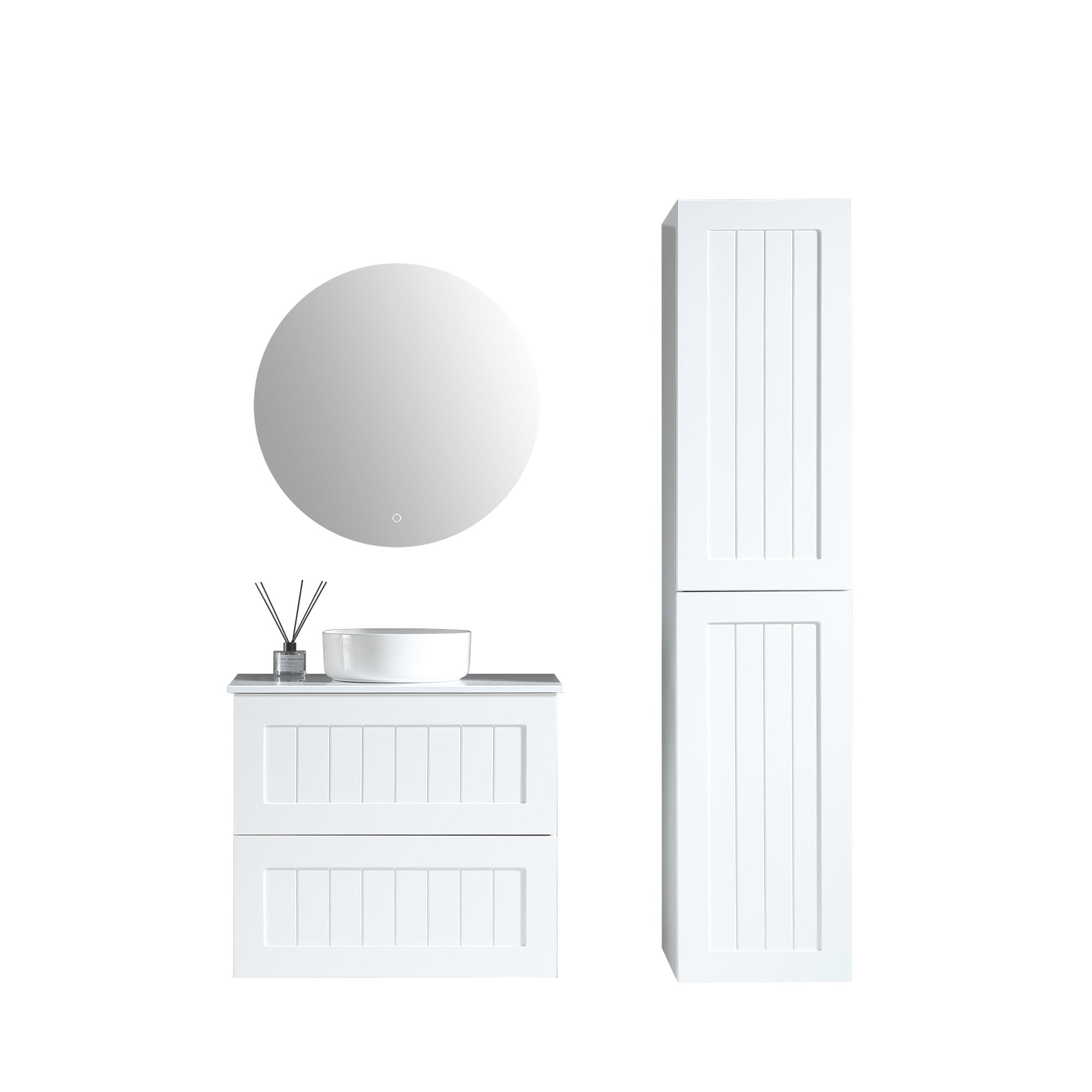 MELA - HAMPTON 750 Matt White Wall Hung Vanity with DrawersVanities – available at Bathroom City Perth