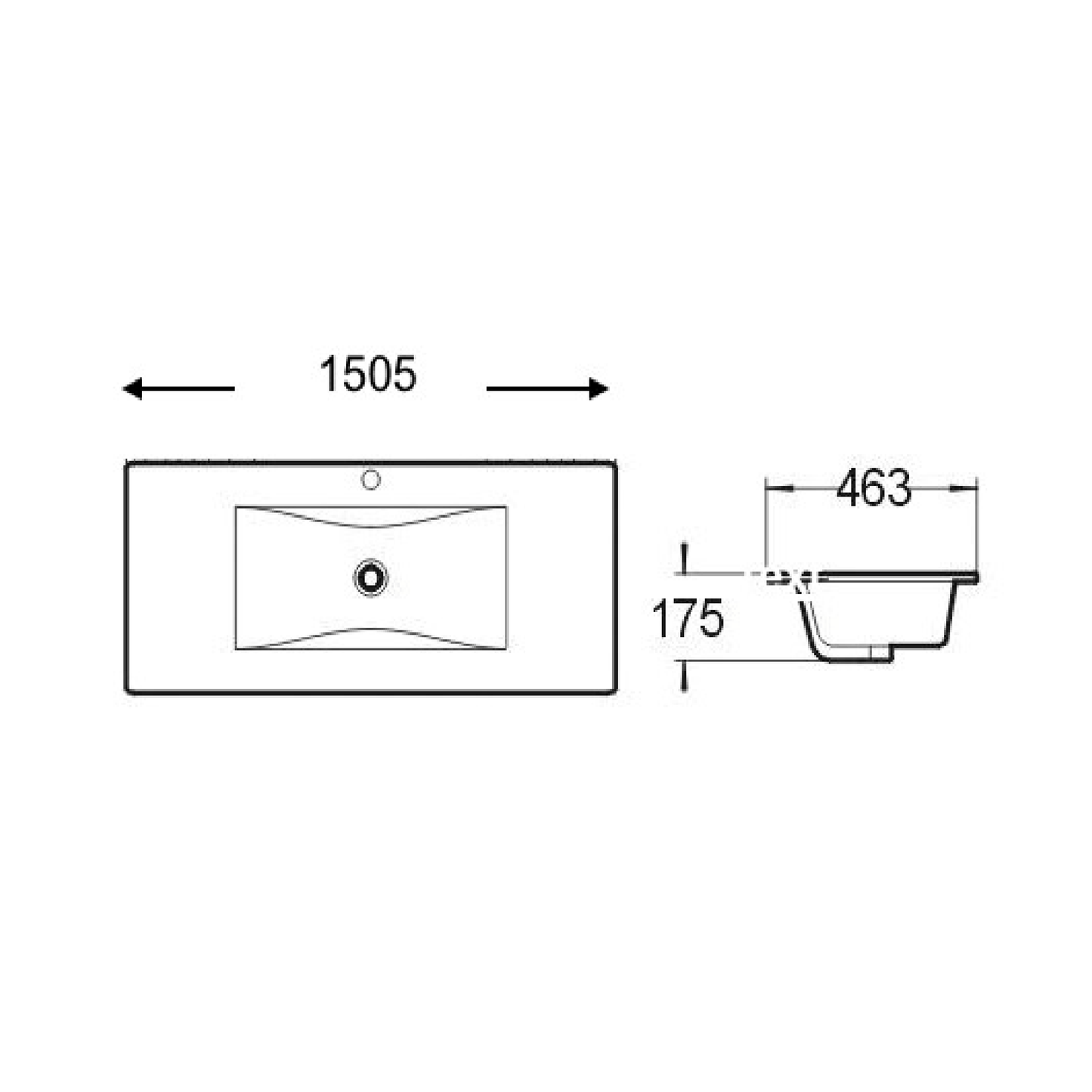 MELA - LUCCA 1500mm Single Ceramic TopBasins – available at Bathroom City Perth
