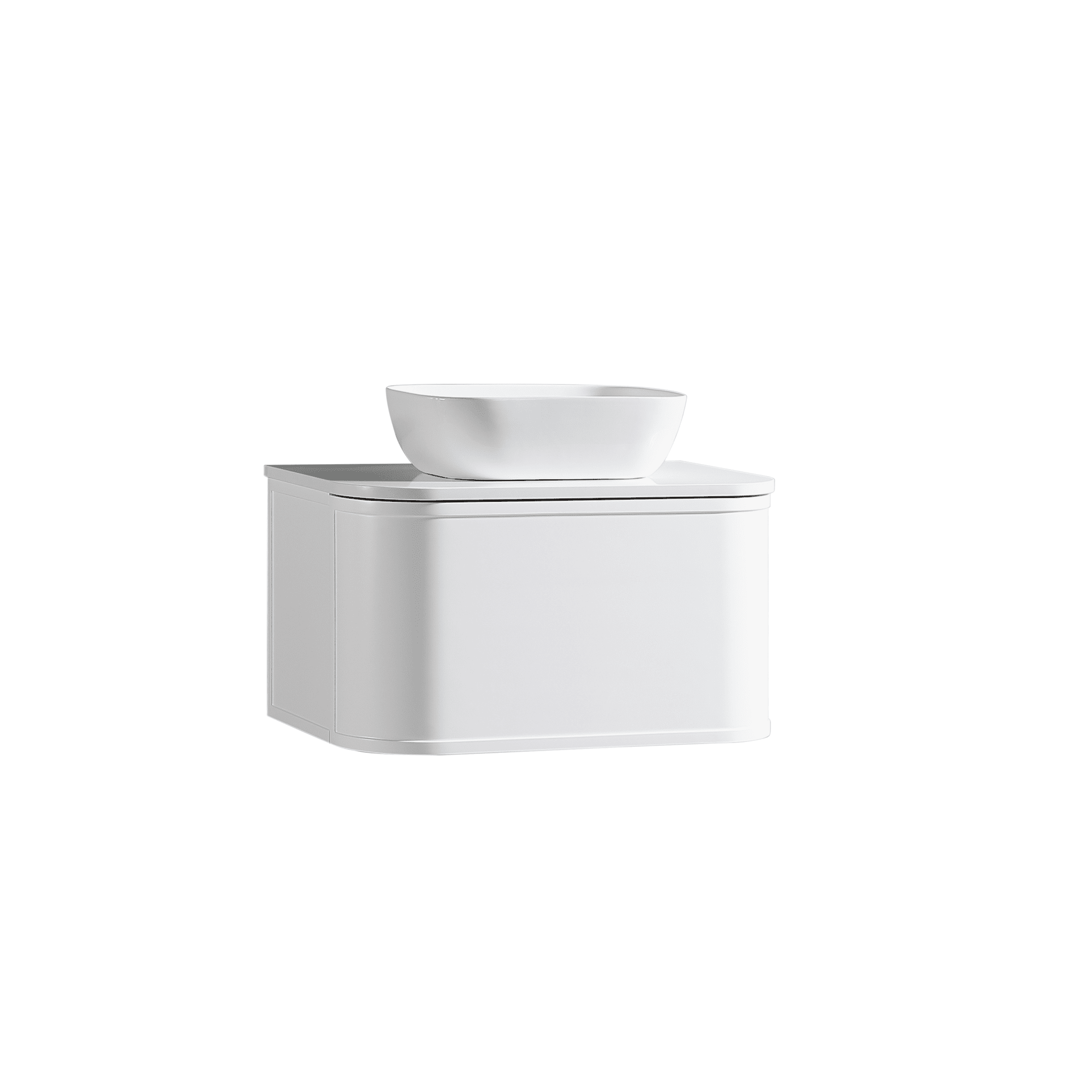 MELA - LUNA 750 Matt White Curved Wall Hung Vanity with Drawer - from our - MELA - supplier–available at Bathroom City Perth