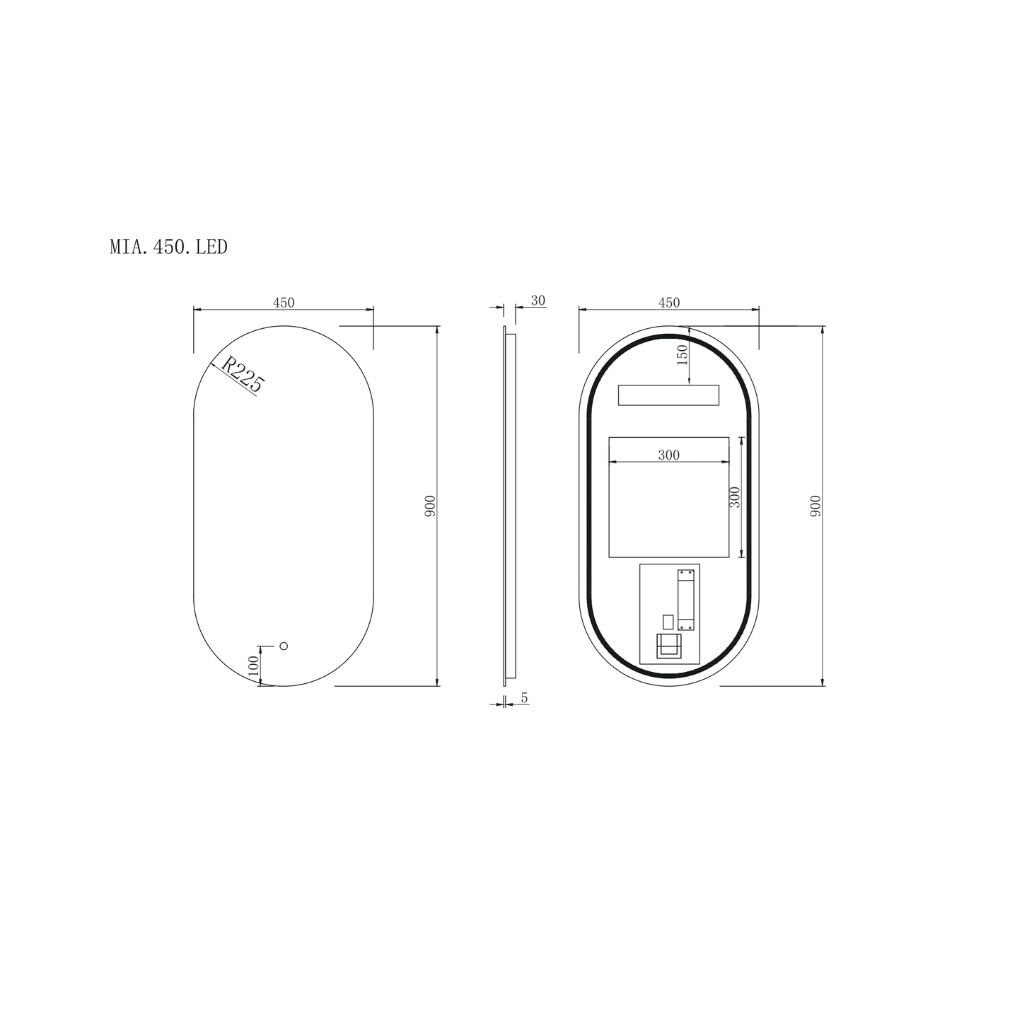 MELA - MIA 450 LED Oval MirrorMirror – available at Bathroom City Perth