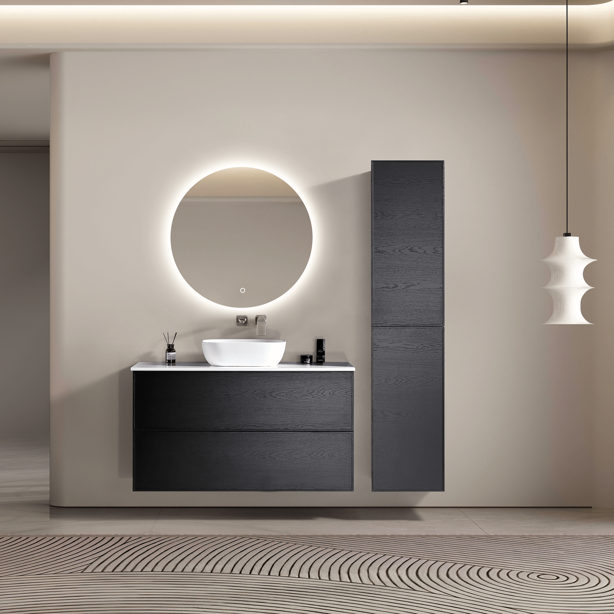 MELA - MILANO 1200 Black Oak Wall Hung Vanity with Drawers from our - MELA - supplier–available at Bathroom City Perth