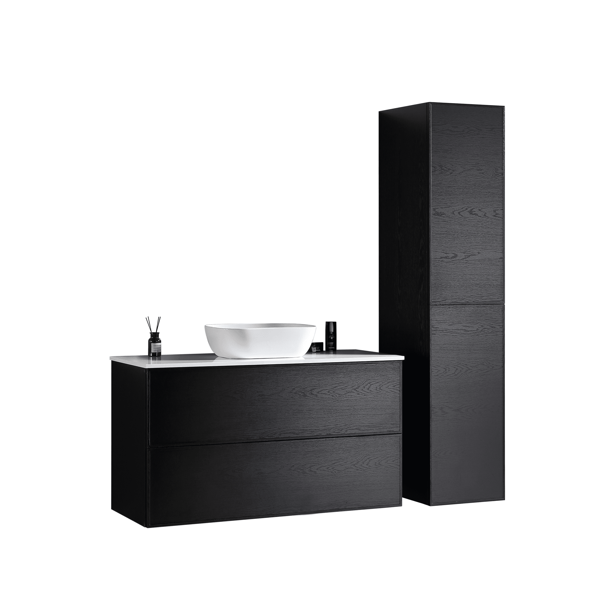 MELA - MILANO 1200 Black Oak Wall Hung Vanity with Drawers from our - MELA - supplier–available at Bathroom City Perth