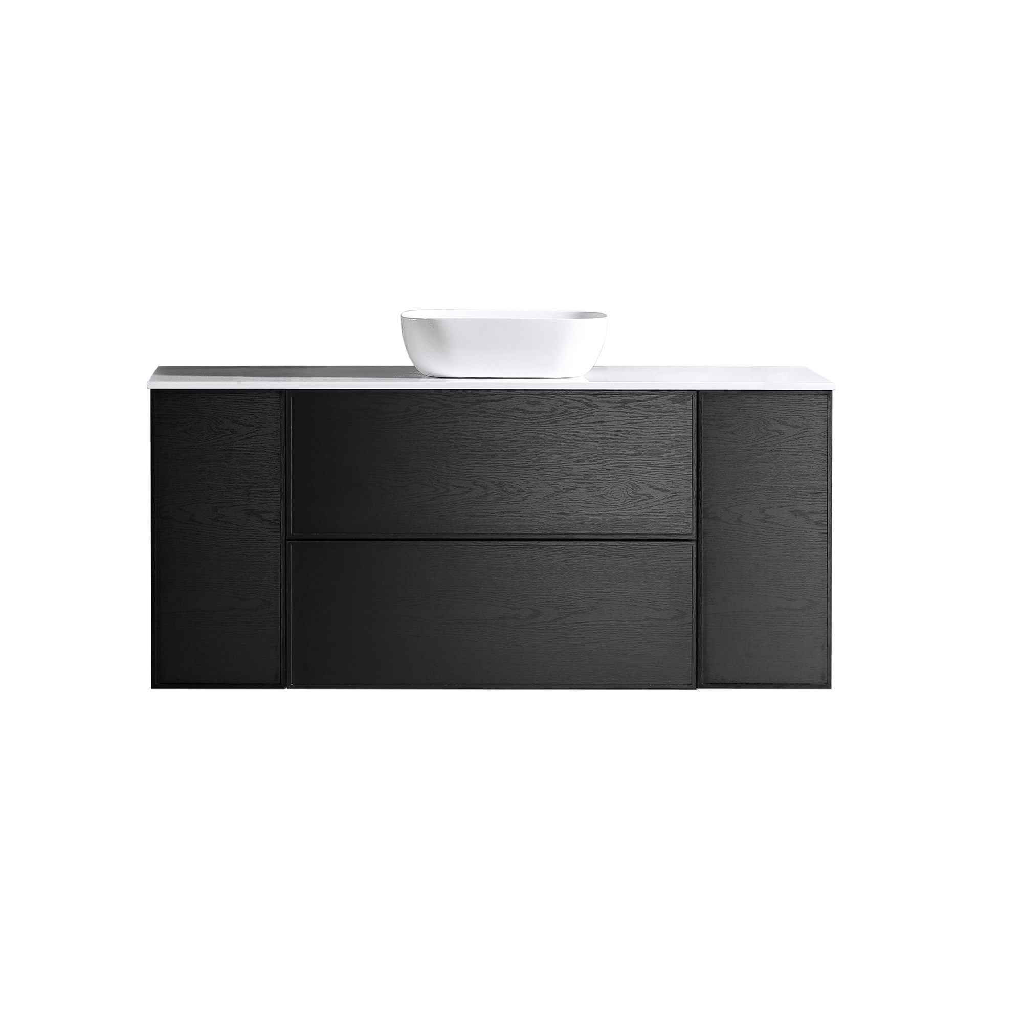 MELA - MILANO 1500 Black Oak Wall Hung Vanity with 2 Doors & Drawers available at Bathroom City Perth