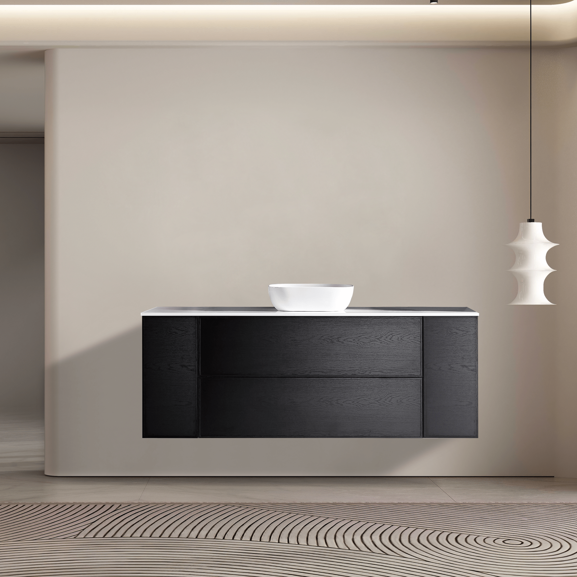 MELA - MILANO 1800 Black Oak Wall Hung Vanity with 2 Doors & Drawers - Vanities -available at Bathroom City Perth