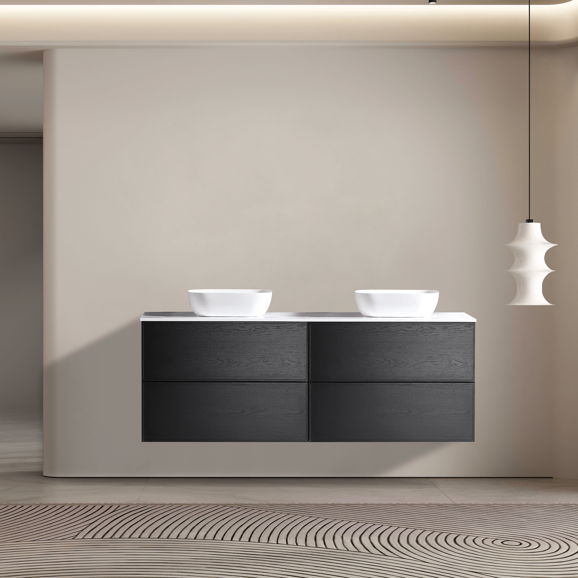 MELA - MILANO 1800 Black Oak Wall Hung Vanity with Drawers - Vanities - from our - MELA - supplier–available at Bathroom City Perth