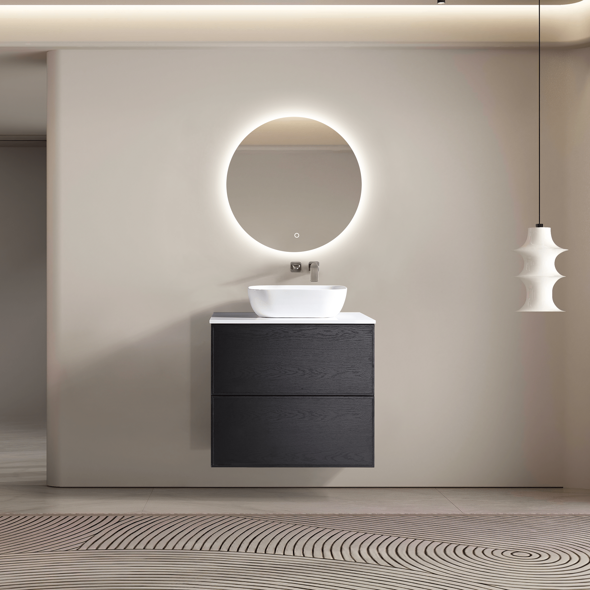MELA - MILANO 750 Black Oak Wall Hung Vanity with Drawers from our - MELA - supplier–available at Bathroom City Perth