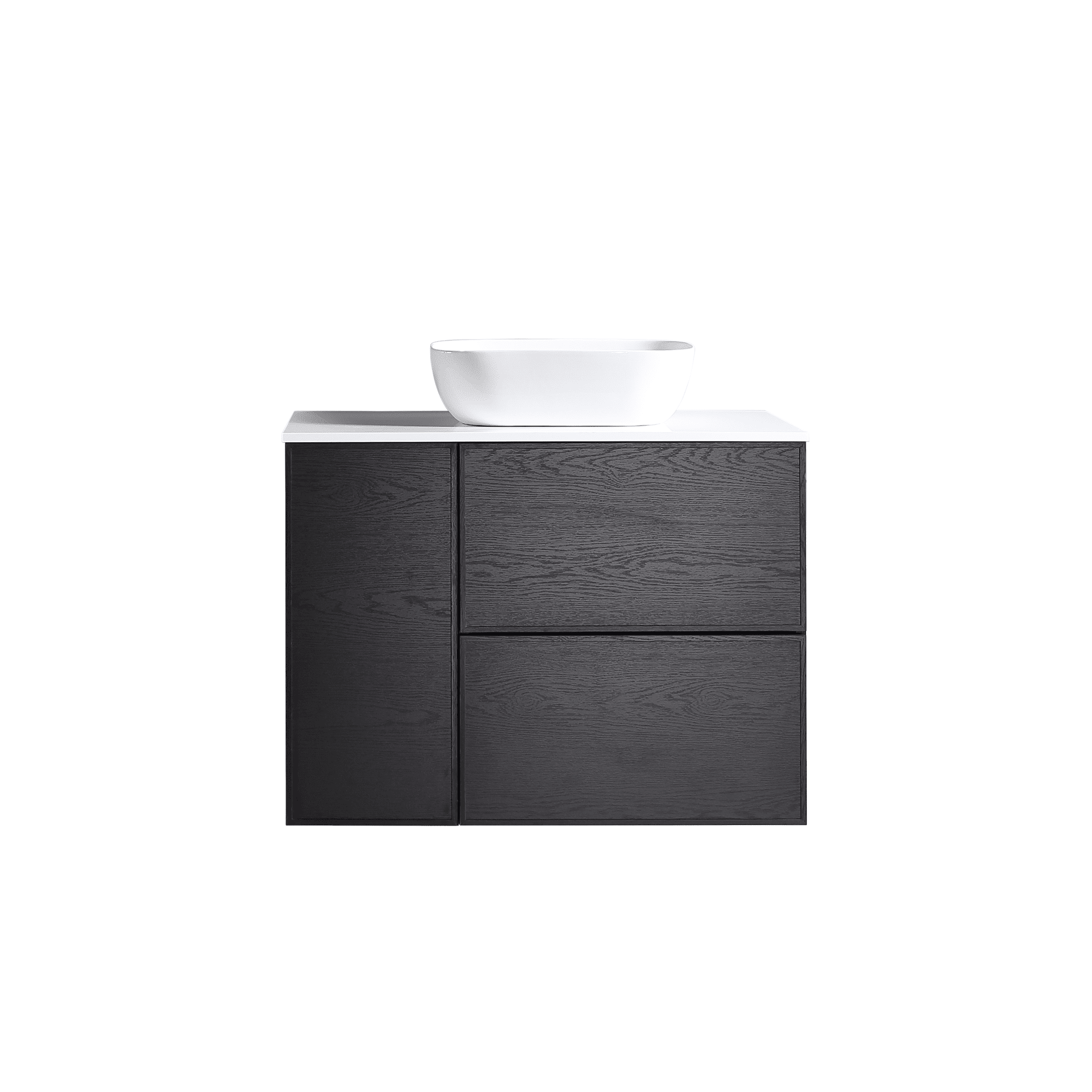 MELA - MILANO 900 Black Oak Wall Hung Vanity with Drawers and Door - Vanities - from our - MELA - supplier–available at Bathroom City Perth
