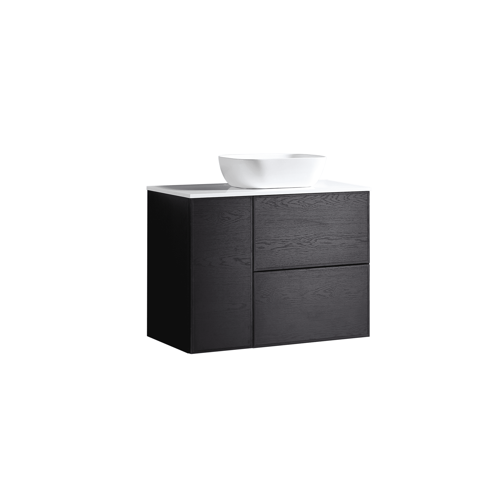 MELA - MILANO 900 Black Oak Wall Hung Vanity with Drawers and Door - Vanities - from our - MELA - supplier–available at Bathroom City Perth
