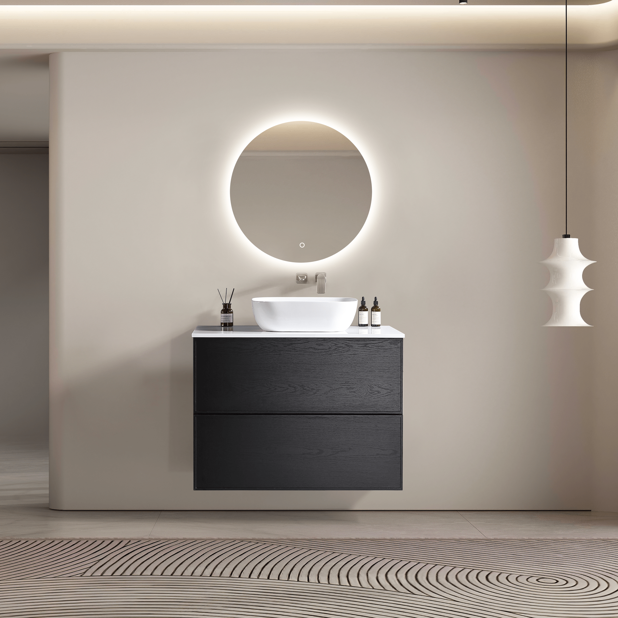 MELA - MILANO 900 Black Oak Wall Hung Vanity with Drawers from our - MELA - supplier–available at Bathroom City Perth
