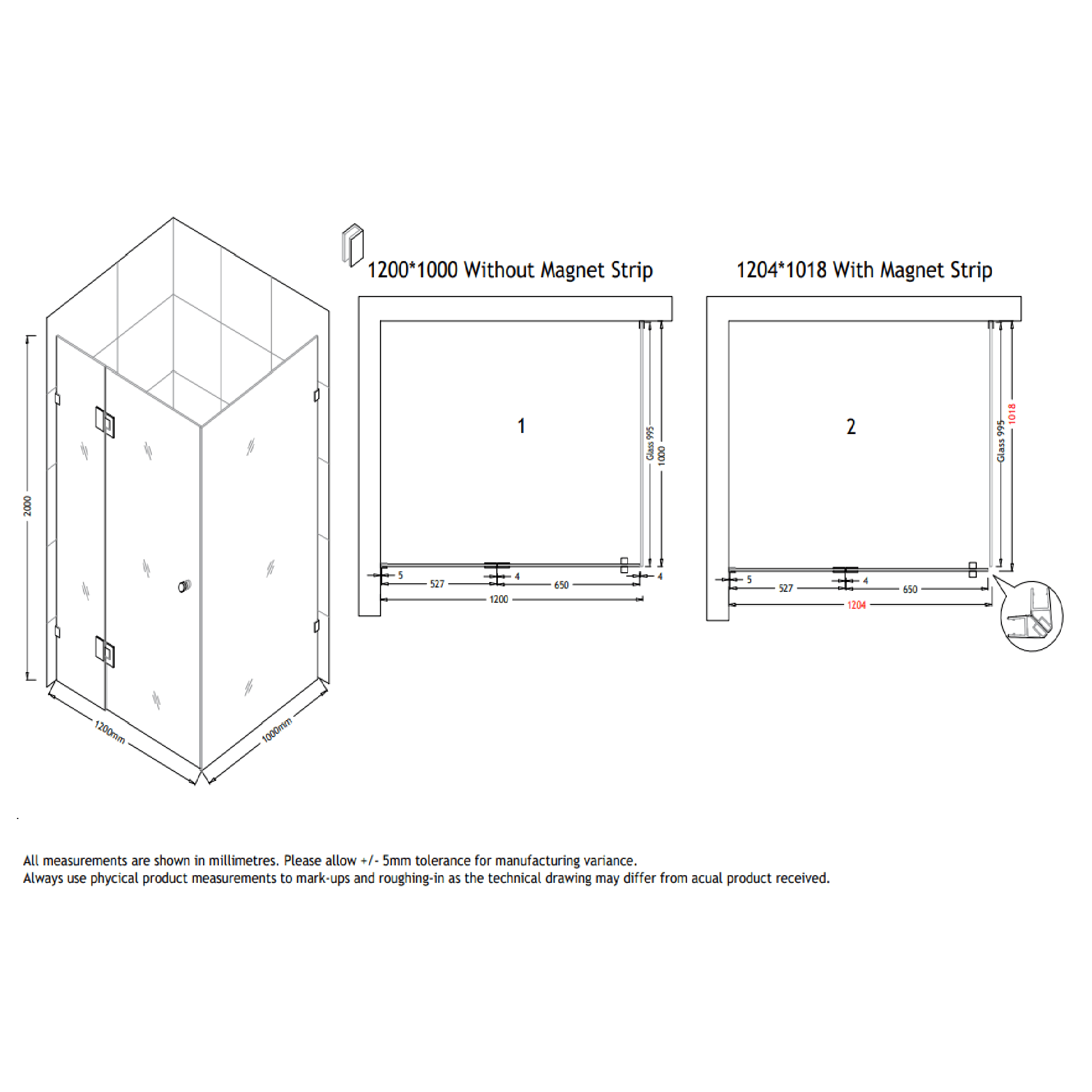 MELA - MORRIS 1000x1200mm Frameless Corner Shower ScreenShower Screen – available at Bathroom City Perth