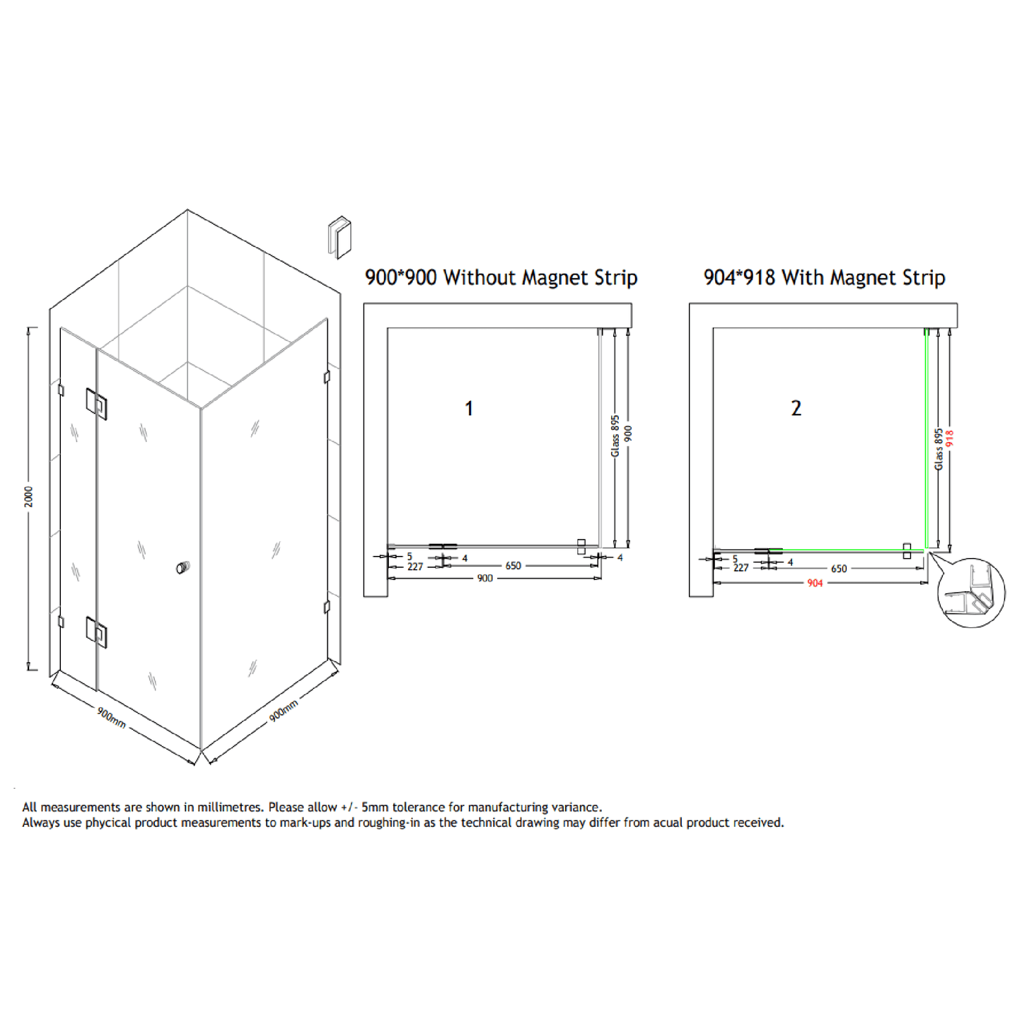 MELA - MORRIS 900x900mm Frameless Corner Shower ScreenShower Screen – available at Bathroom City Perth