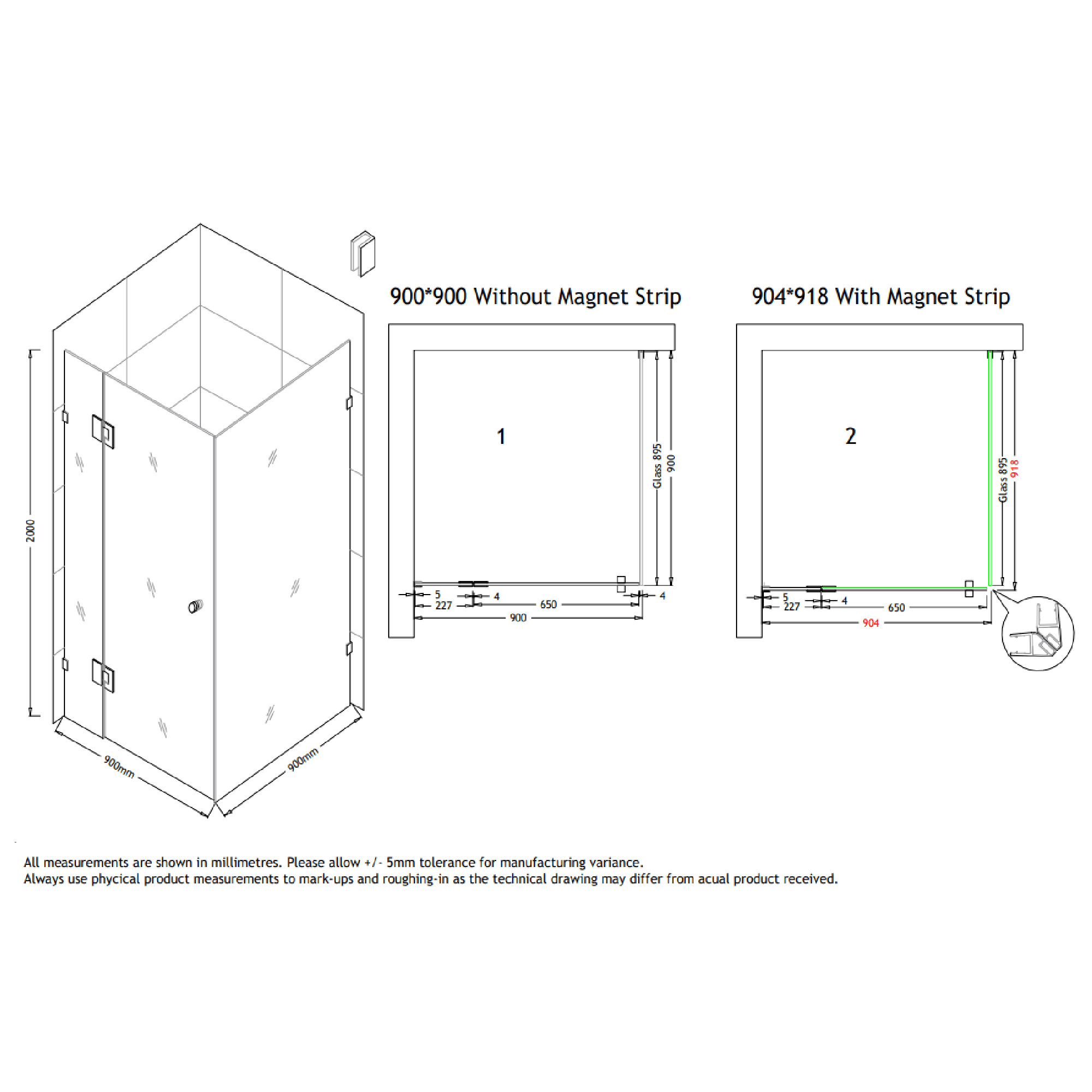 MELA - MORRIS 900x900mm Frameless Corner Shower ScreenShower Screen – available at Bathroom City Perth