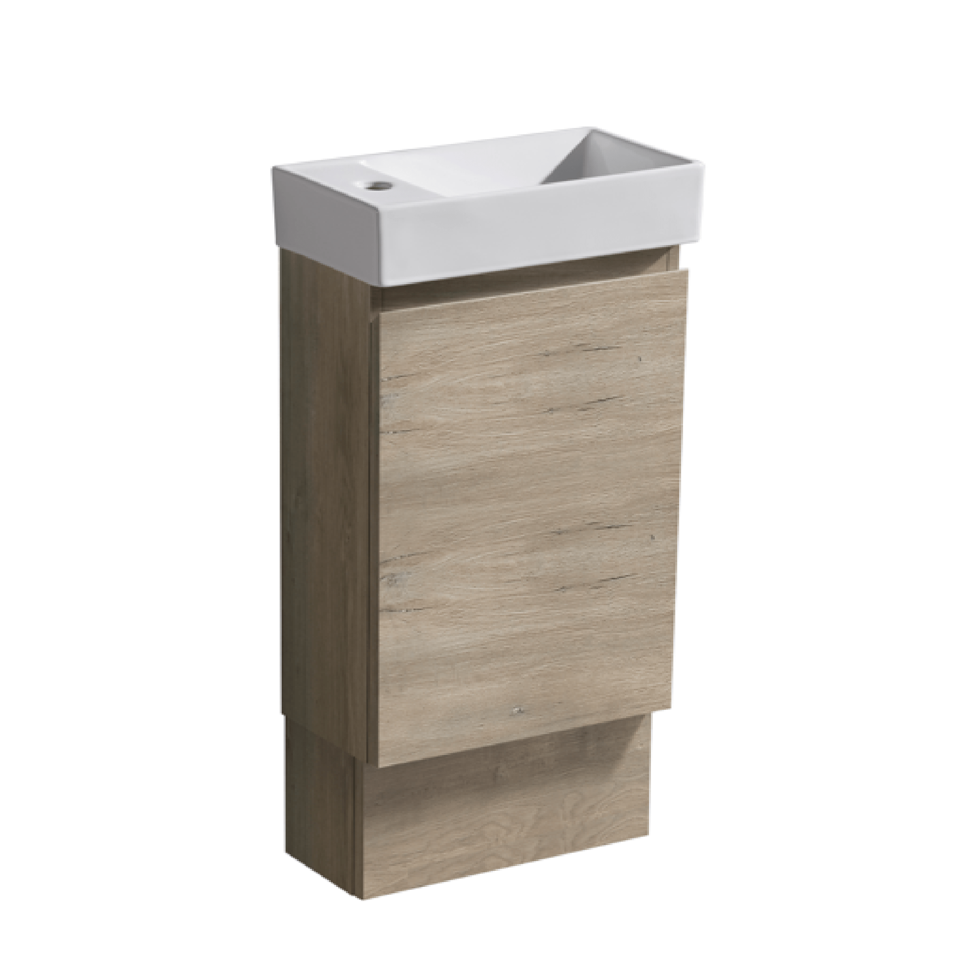 MELA - MOSES 400 Sorrento Oak Wall Hung Powder Room Vanity with DoorVanities – available at Bathroom City Perth