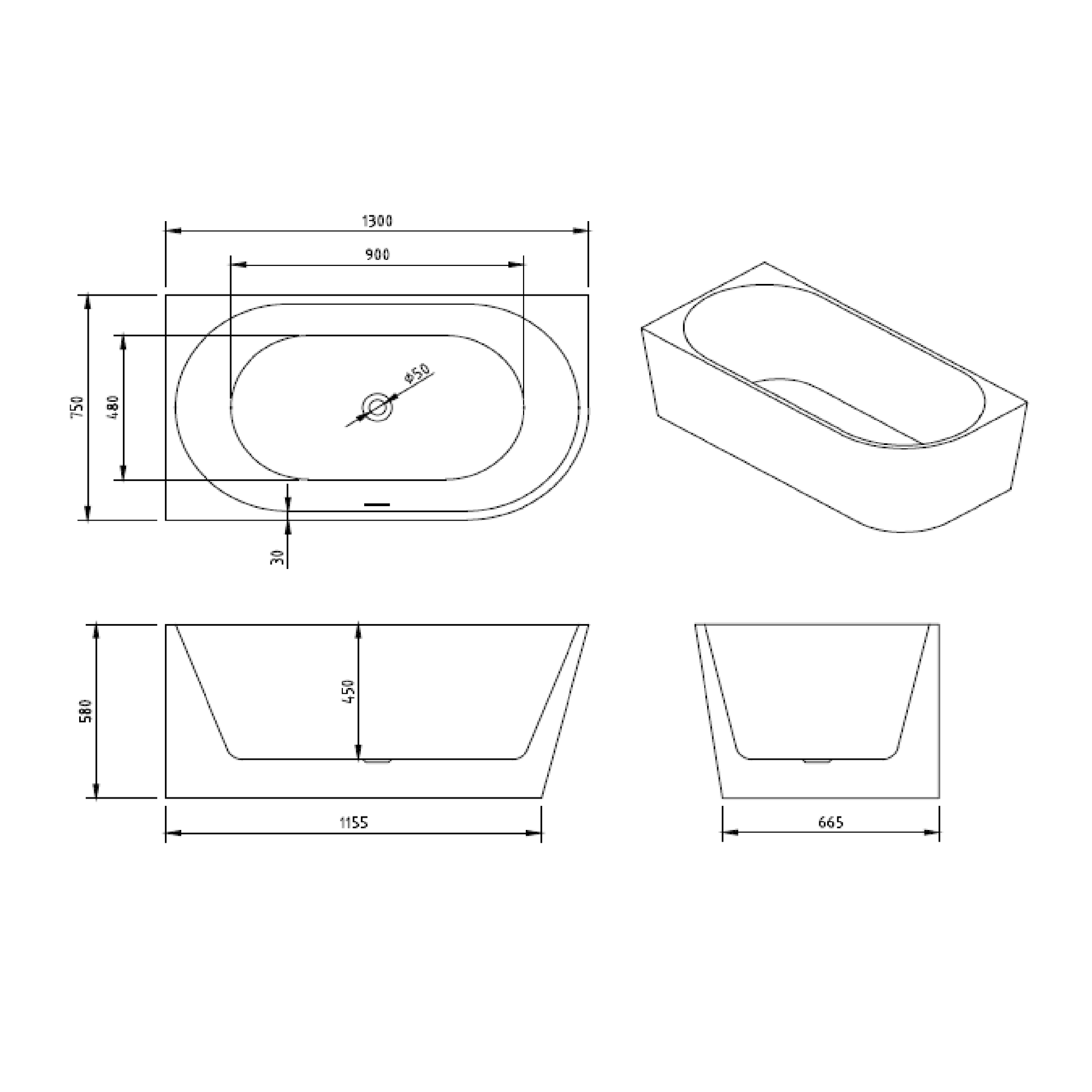 MELA - NOOK 1300 Free Standing Bath Left CornerBaths – available at Bathroom City Perth