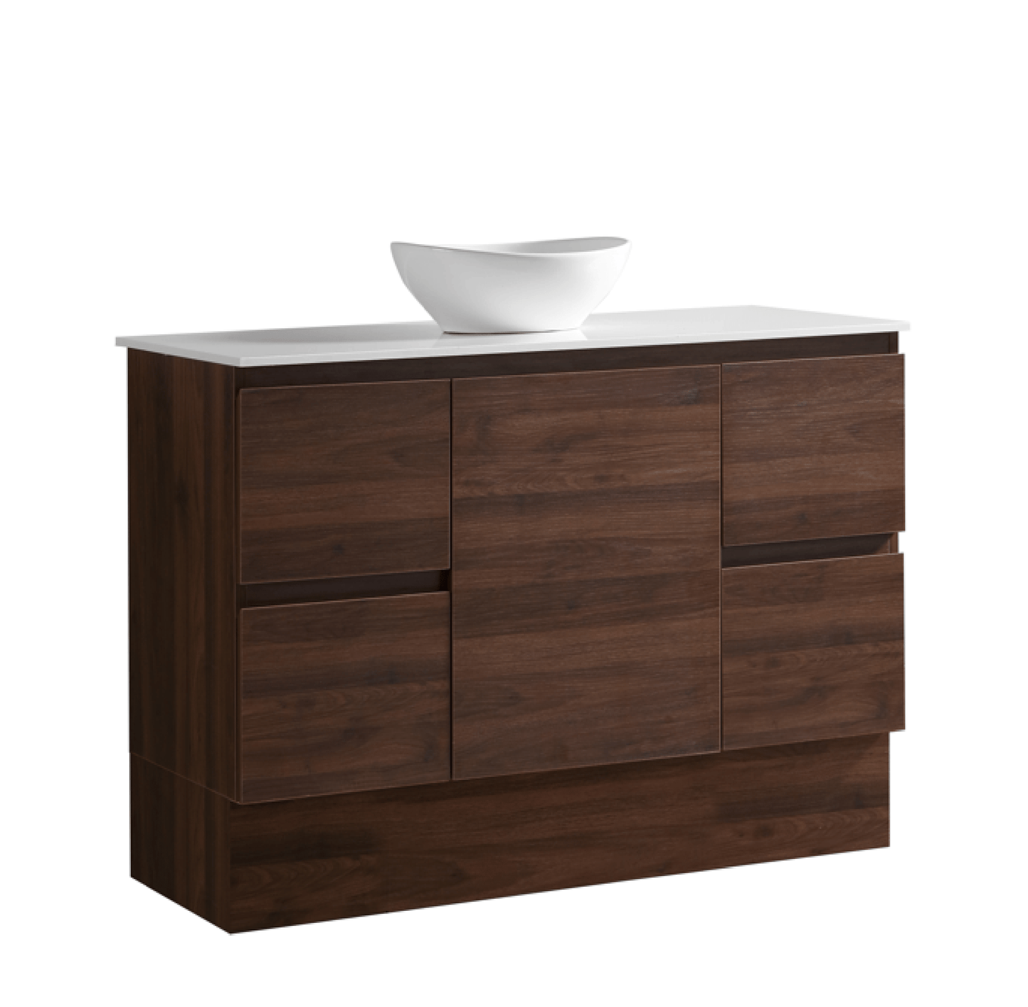 MELA - PADDY 1200 Walnut Wall Hung Vanity with Door & DrawersVanities – available at Bathroom City Perth