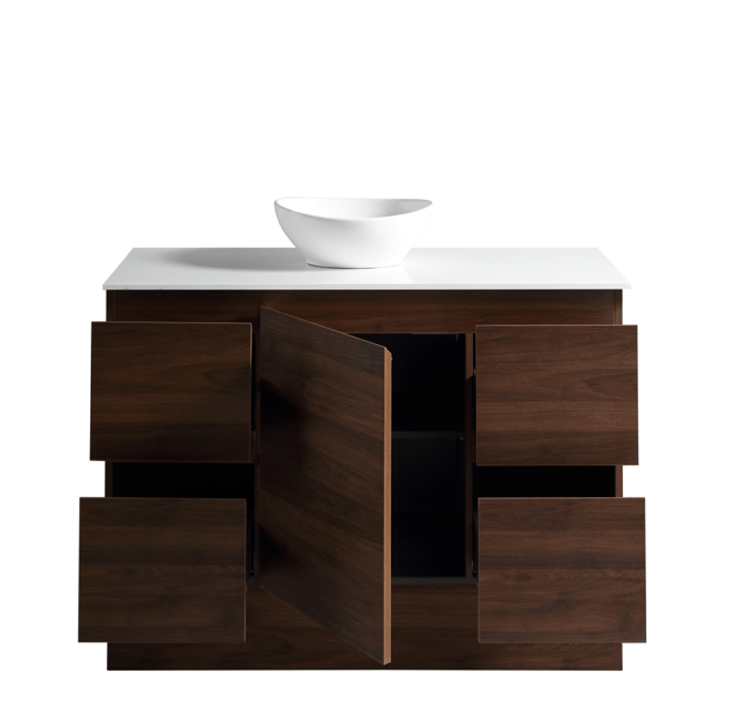 MELA - PADDY 1200 Walnut Wall Hung Vanity with Door & DrawersVanities – available at Bathroom City Perth