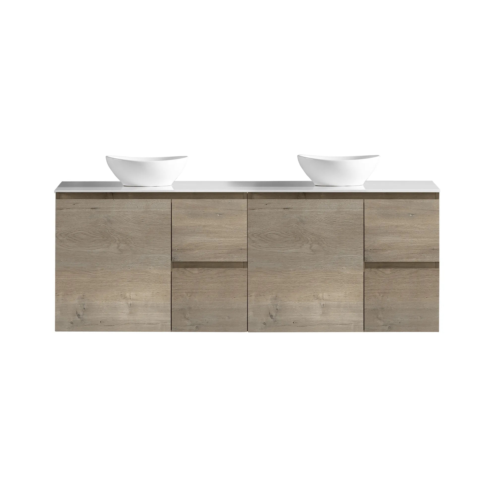MELA - PADDY 1500 Sorrento Oak Wall Hung Vanity with Door & Drawers-Vanities-from our-MELA-supplier–available at Bathroom City Perth