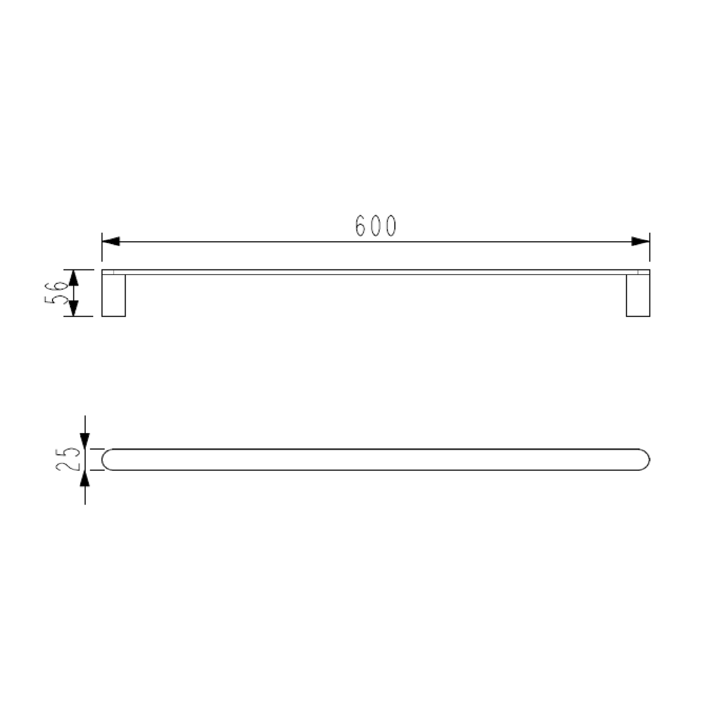 MELA - PALCO/RONDO 600 Single Towel Rail Brushed BrassAccessories – available at Bathroom City Perth