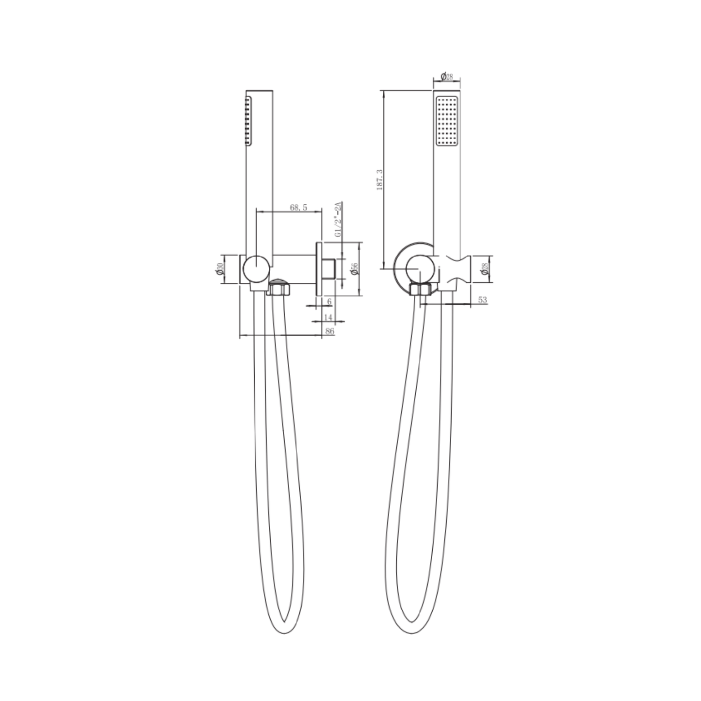MELA - PALCO/RONDO Hand Shower Set without Rail Brushed CopperTapware from MELA – available at Bathroom City Perth