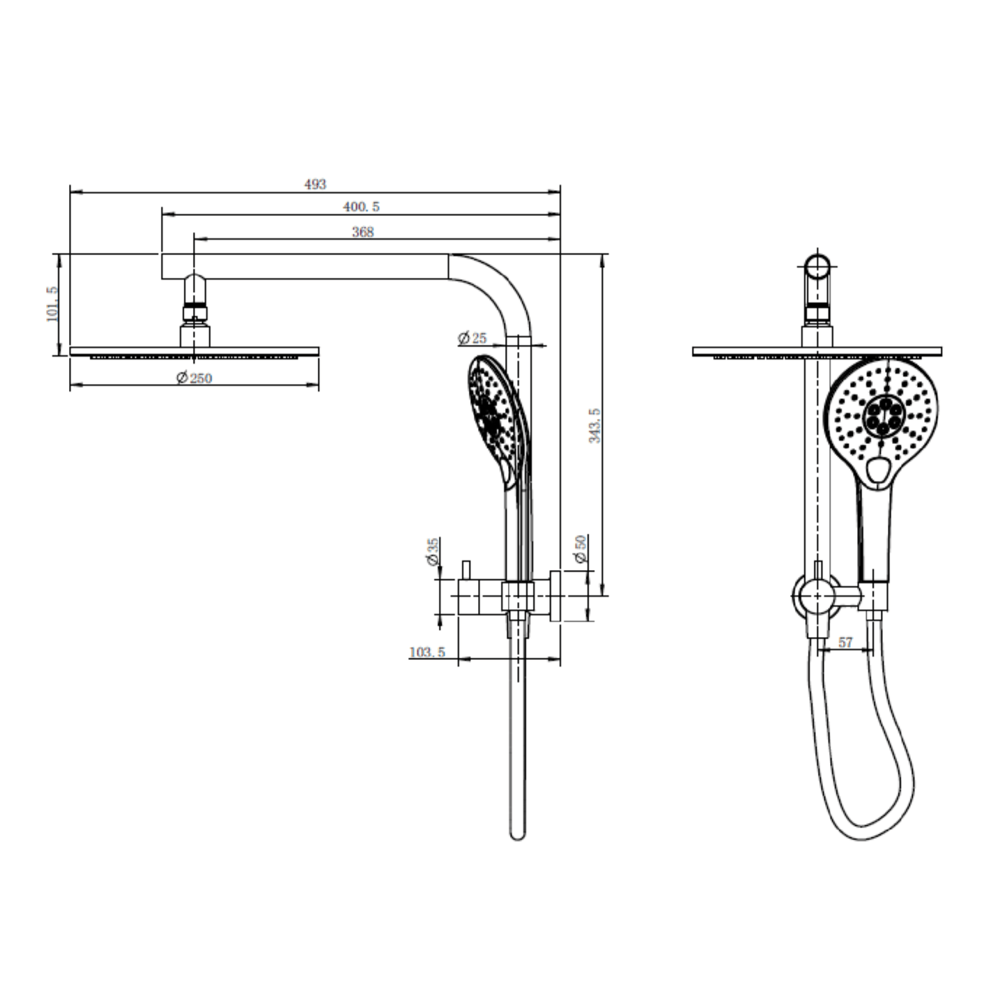 MELA - PALCO/RONDO Twin Combo Shower Set without Rail Brushed CopperTapware from MELA – available at Bathroom City Perth