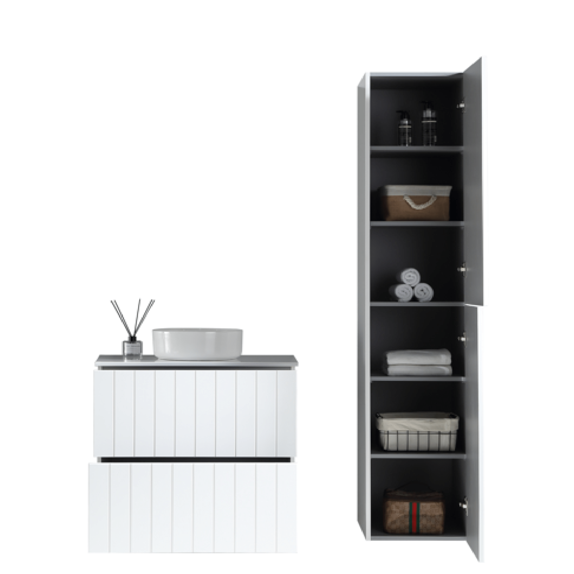 MELA - PASTEL 600 Matt White Wall Hung Vanity with DrawersVanities – available at Bathroom City Perth