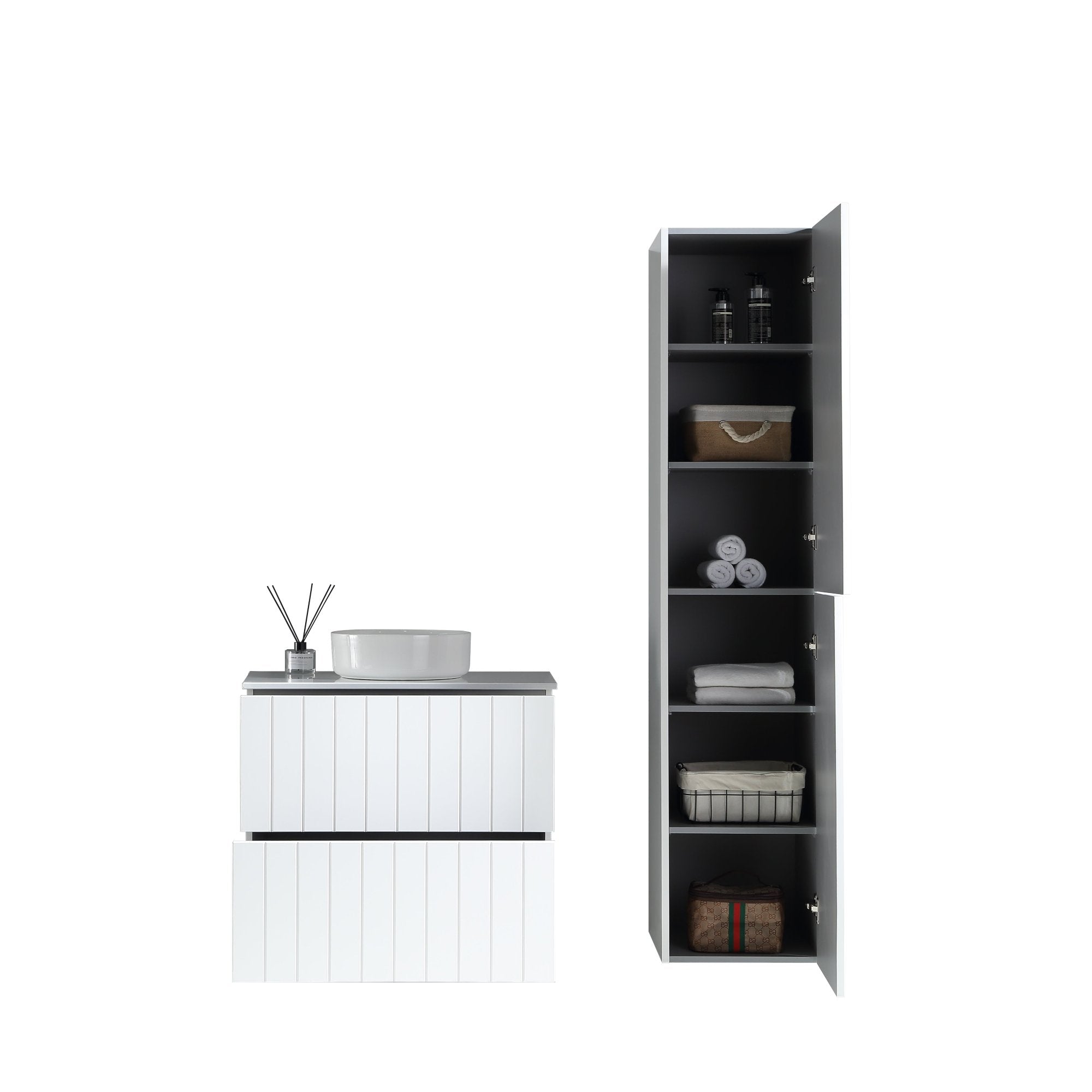 MELA - PASTEL 750 Matt White Wall Hung Vanity with DrawersVanities – available at Bathroom City Perth