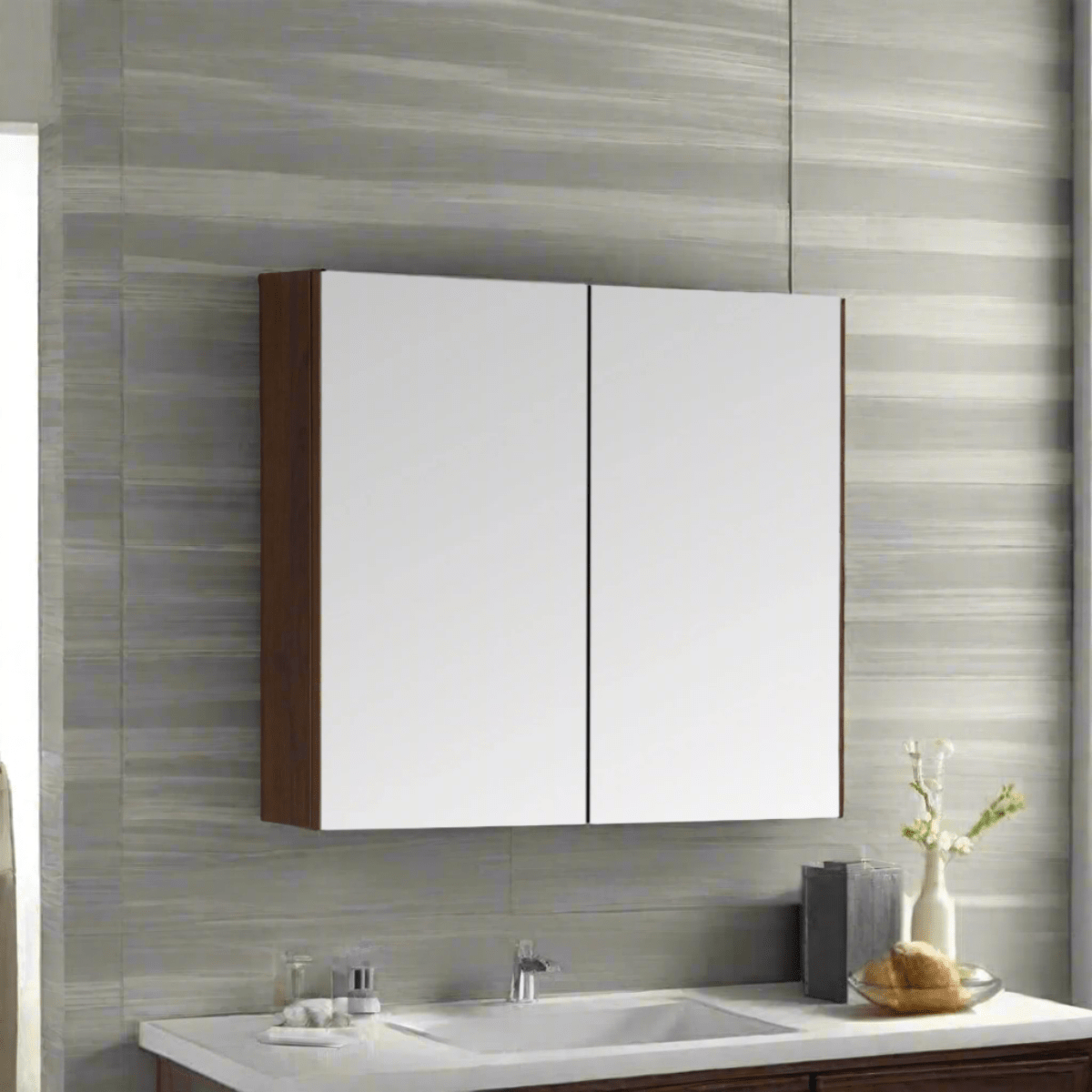 MELA - PORTER 750 Walnut Mirror CabinetMirror – available at Bathroom City Perth