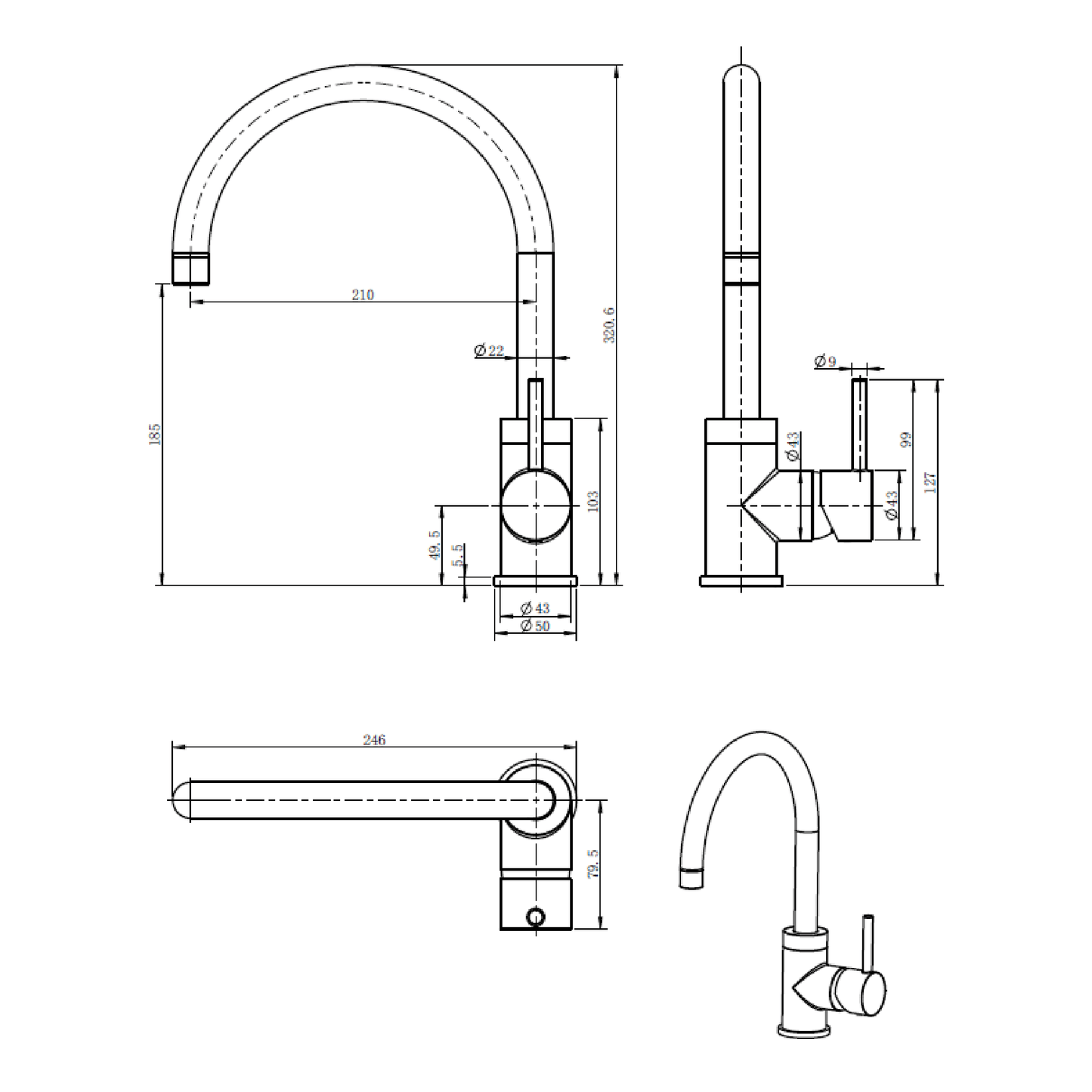MELA - RONDO Sink Mixer Gun MetalTapware – available at Bathroom City Perth
