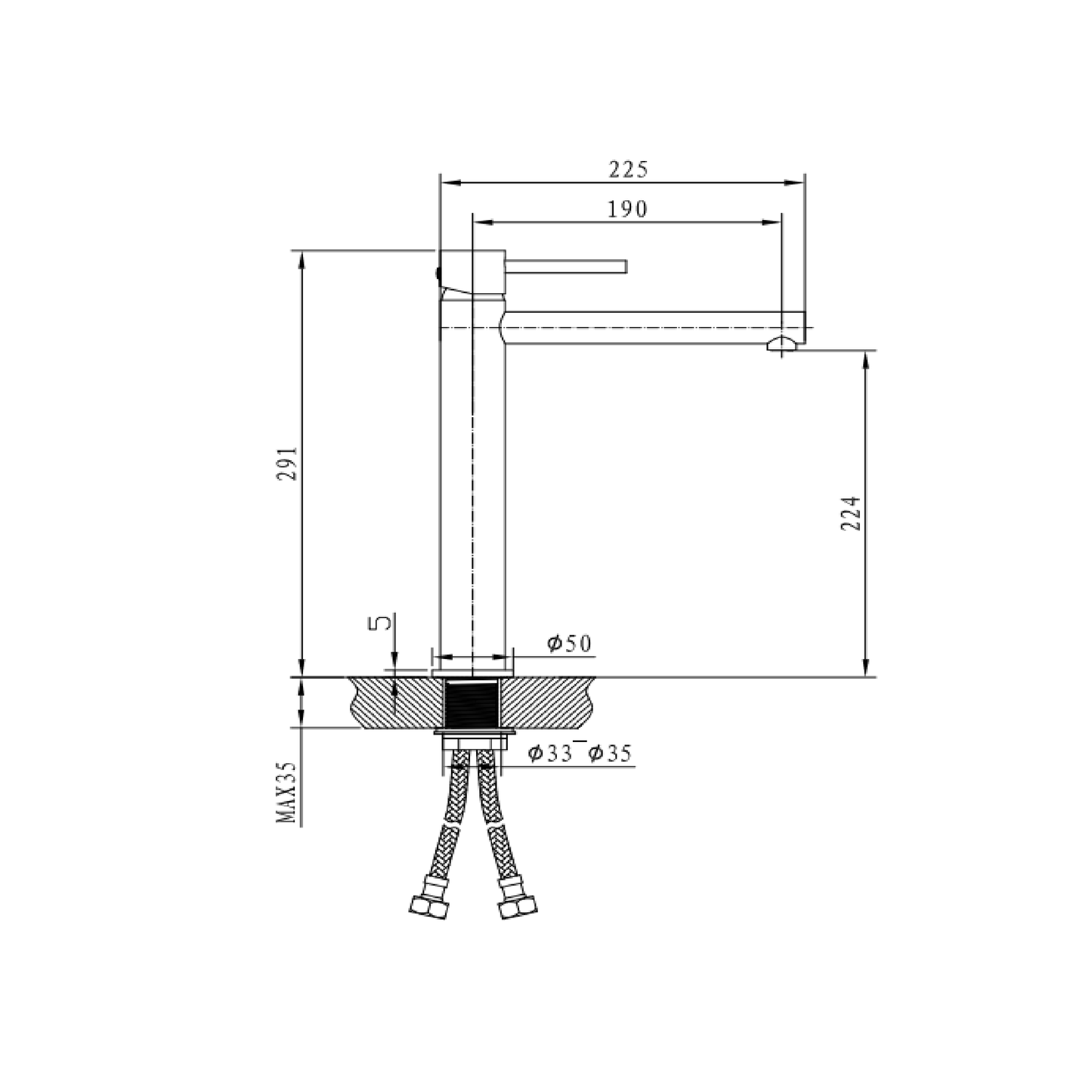 MELA - RONDO Tall Basin Mixer Brushed NickelTapware – available at Bathroom City Perth