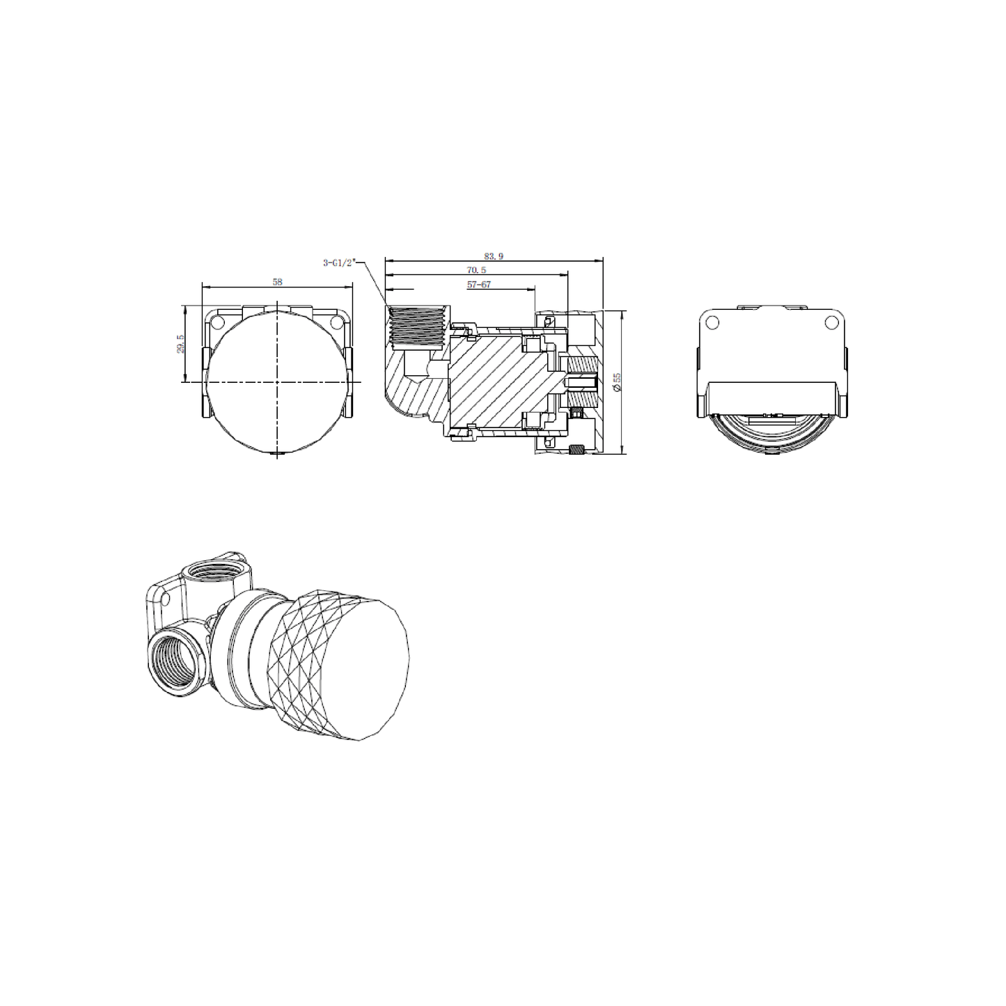 MELA - SELTEN Shower/Bath Wall Mixer Gun MetalTapware – available at Bathroom City Perth