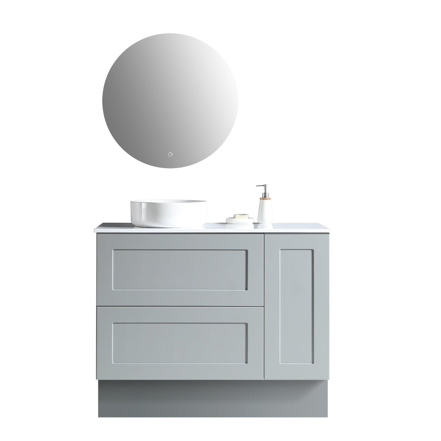 MELA - SHAKER 1050 Matt Grey Wall Hung Vanity with Door & DrawersVanities – available at Bathroom City Perth