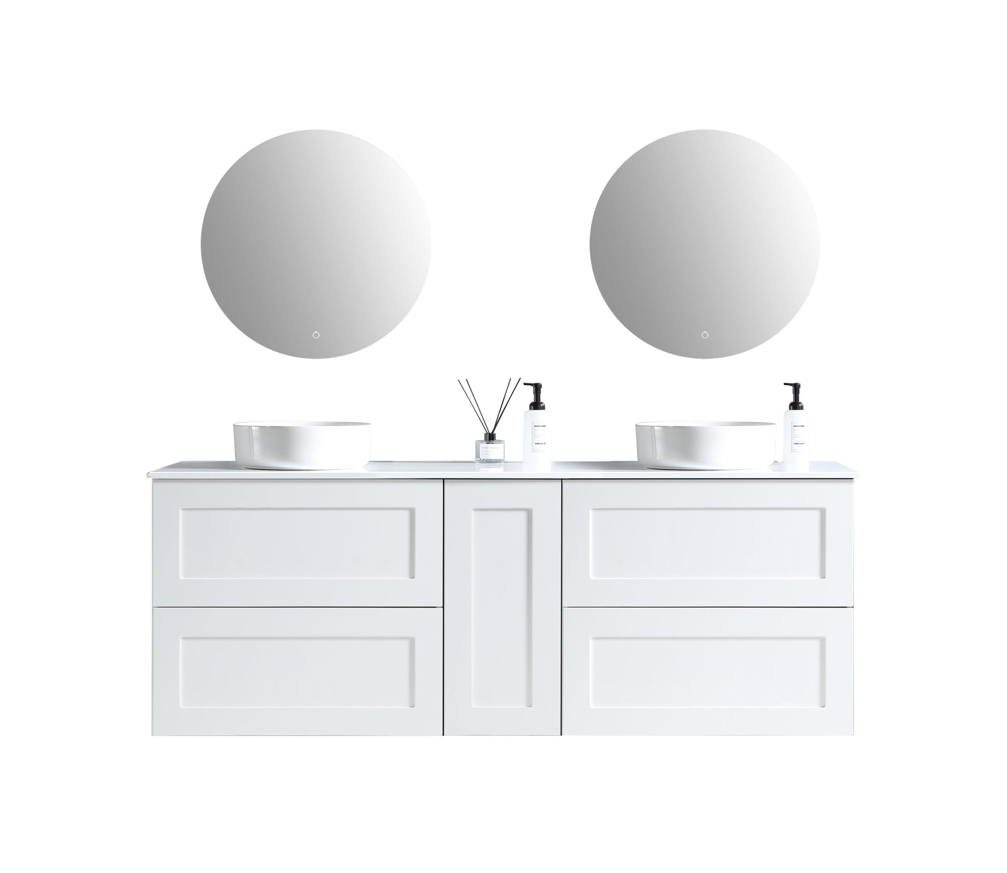 MELA - SHAKER 1800 Matt White Wall Hung Vanity with Door & 4 Drawers - Vanities - from our - MELA - supplier–available at Bathroom City Perth