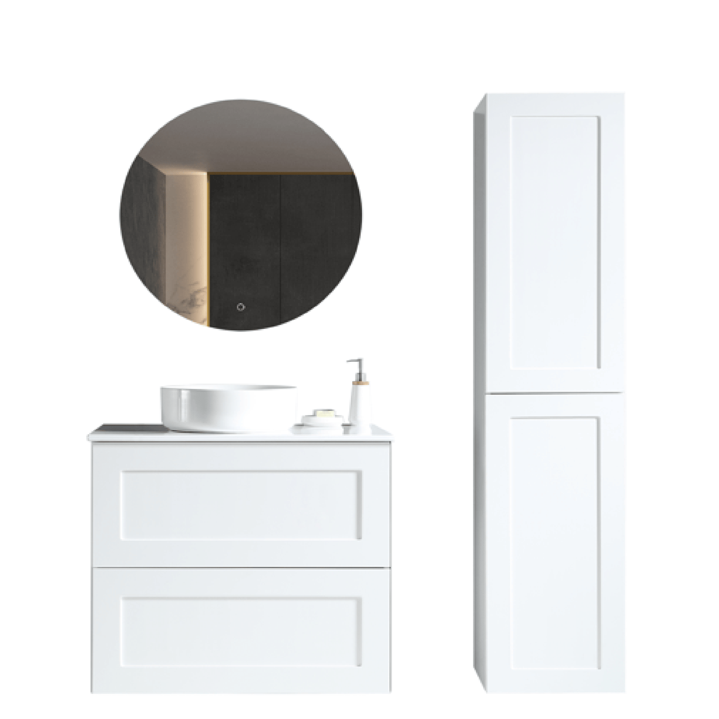 MELA - SHAKER 600 Matt White Wall Hung Vanity with DrawersVanities – available at Bathroom City Perth
