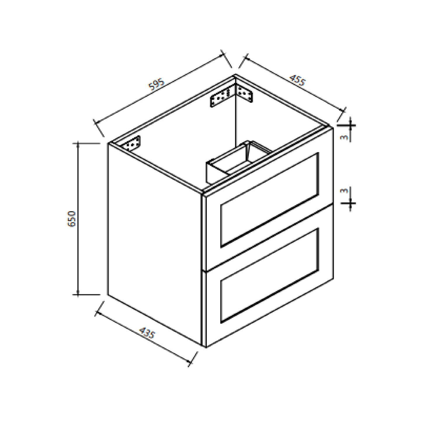 MELA - SHAKER 600 Matt White Wall Hung Vanity with DrawersVanities – available at Bathroom City Perth