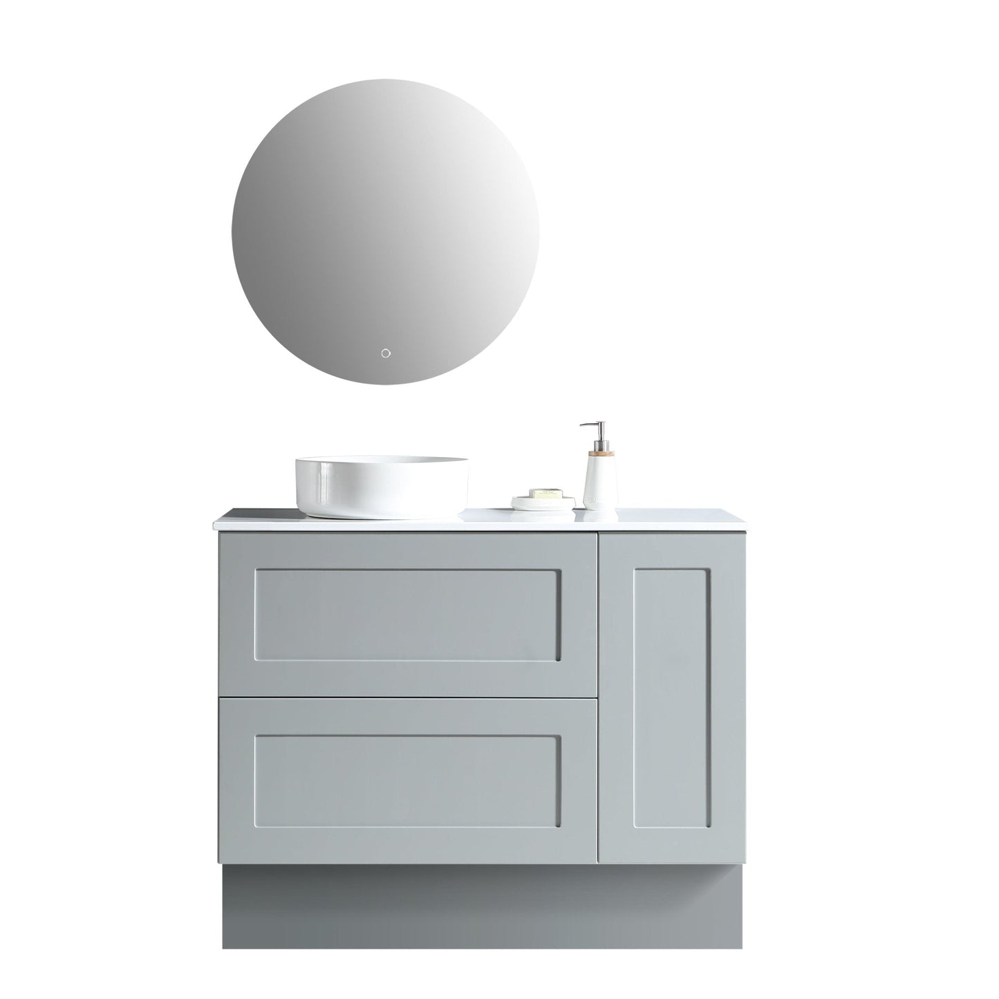 MELA - SHAKER 900 Matt Grey Wall Hung Vanity with Door & DrawersVanities – available at Bathroom City Perth