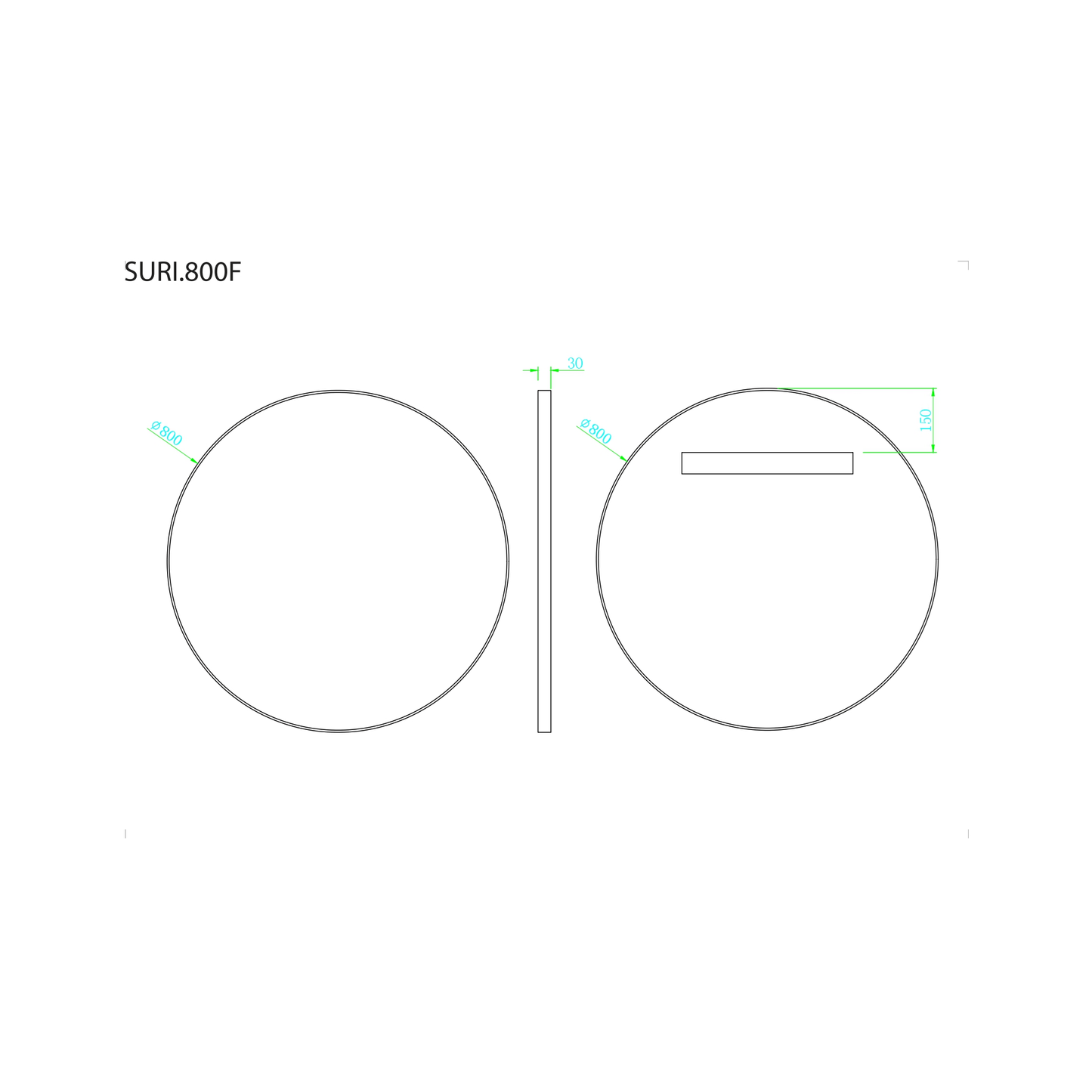 MELA - SURI 800 Round Mirror Black FrameMirror – available at Bathroom City Perth