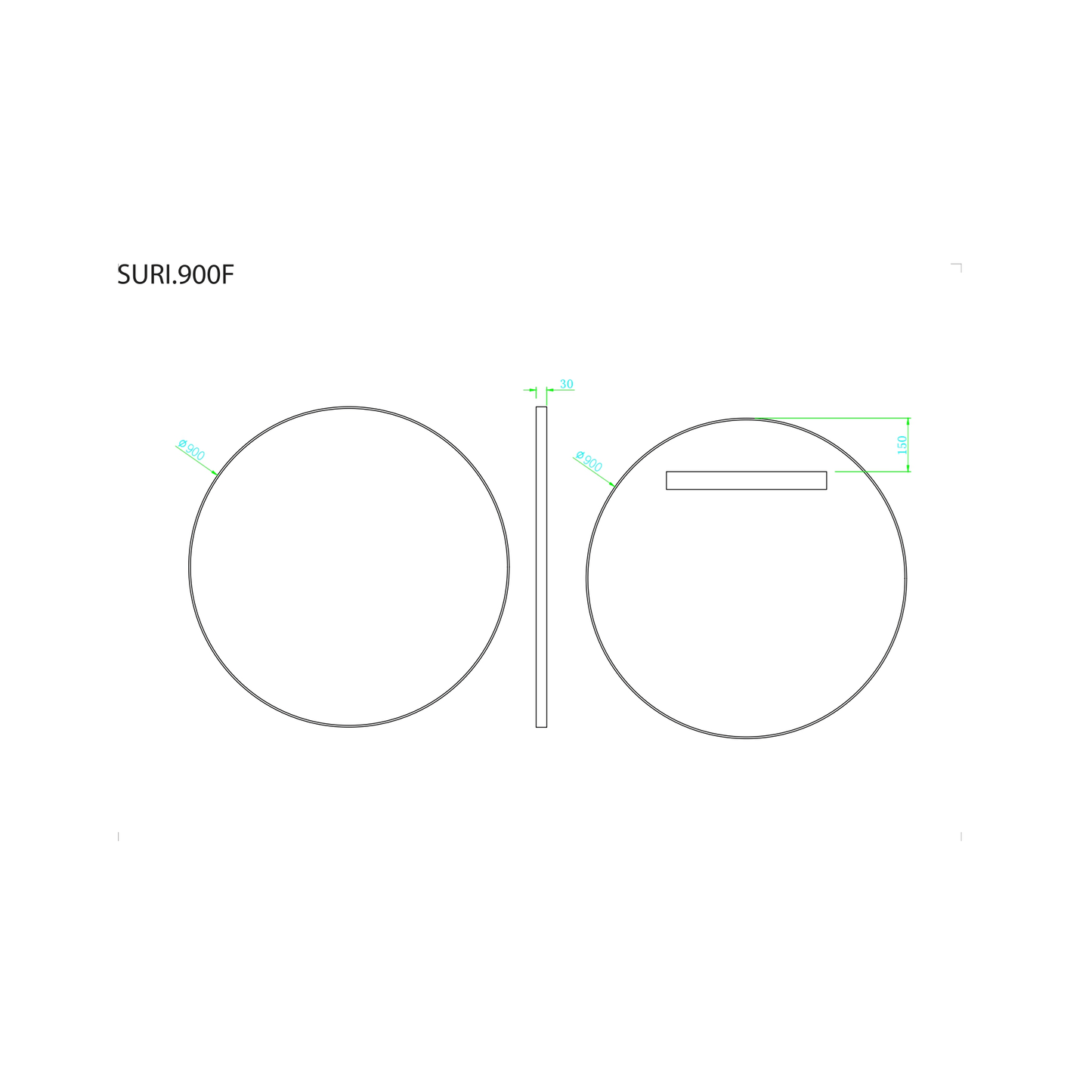 MELA - SURI 900 Round Mirror Gun Metal FrameMirror – available at Bathroom City Perth