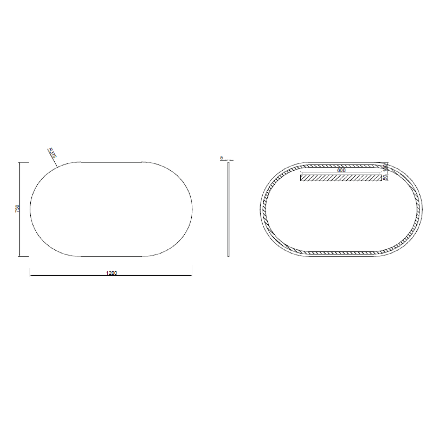 MELA - VERA 1200 Horizontal Oval MirrorMirror – available at Bathroom City Perth