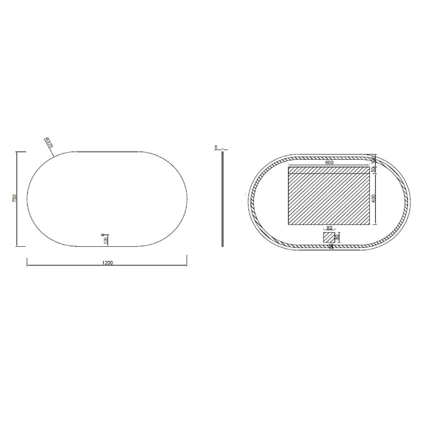MELA - VERA 1200 LED Horizontal Oval MirrorMirror – available at Bathroom City Perth