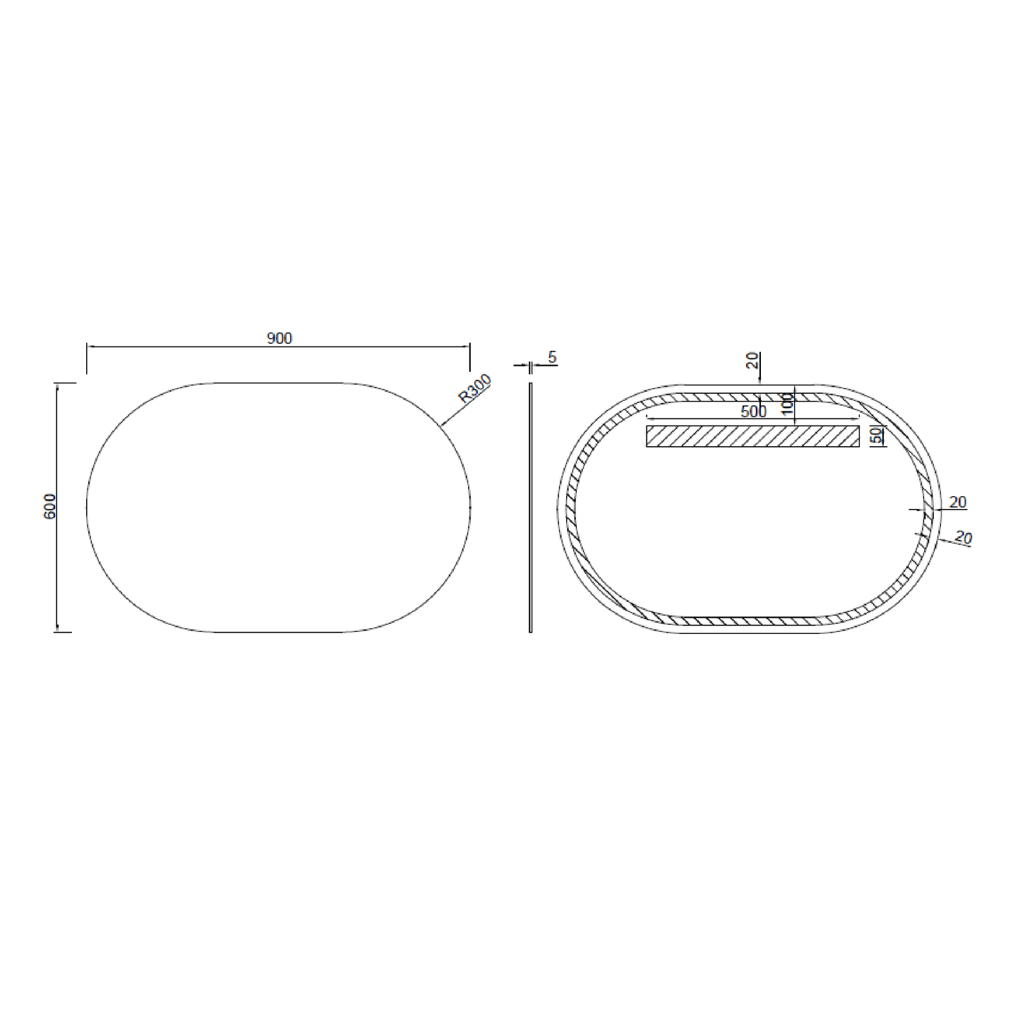 MELA - VERA 900 Horizontal Oval MirrorMirror – available at Bathroom City Perth