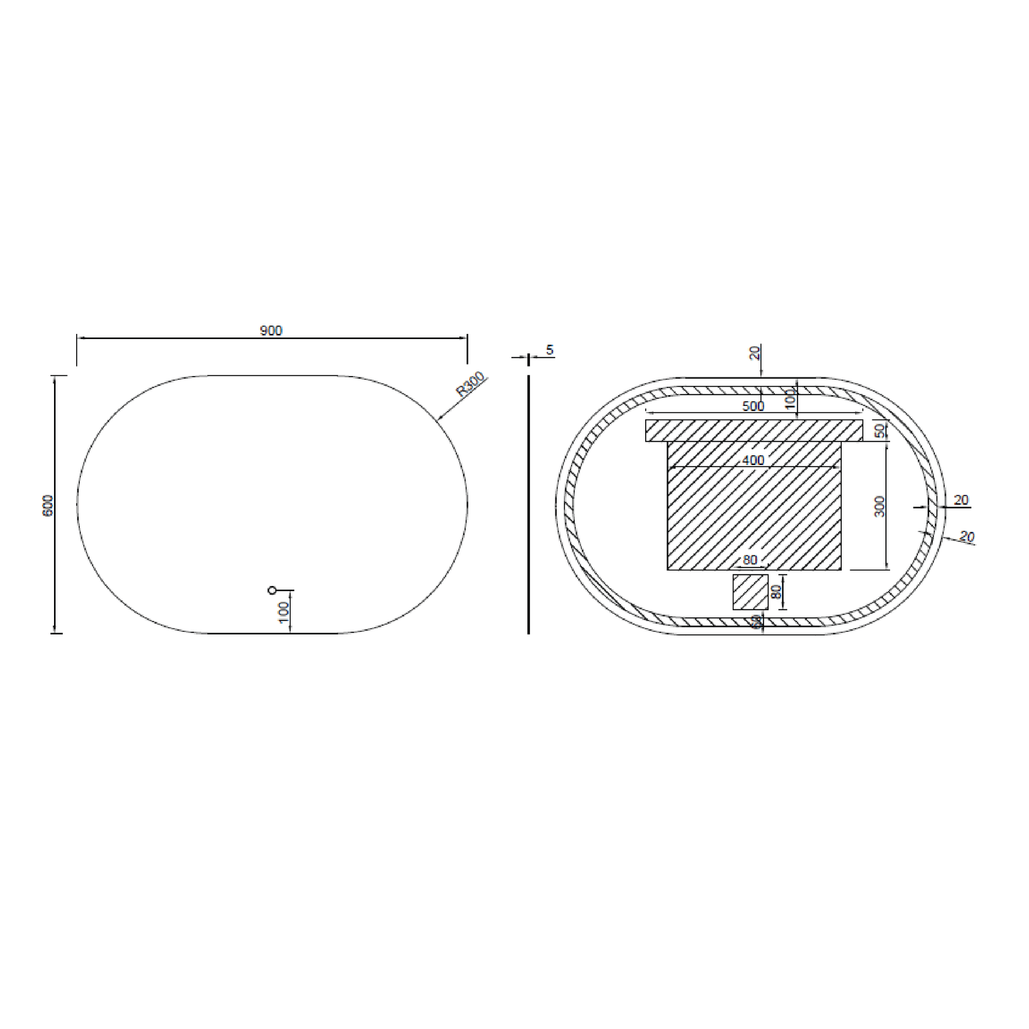 MELA - VERA 900 LED Horizontal Oval MirrorMirror – available at Bathroom City Perth
