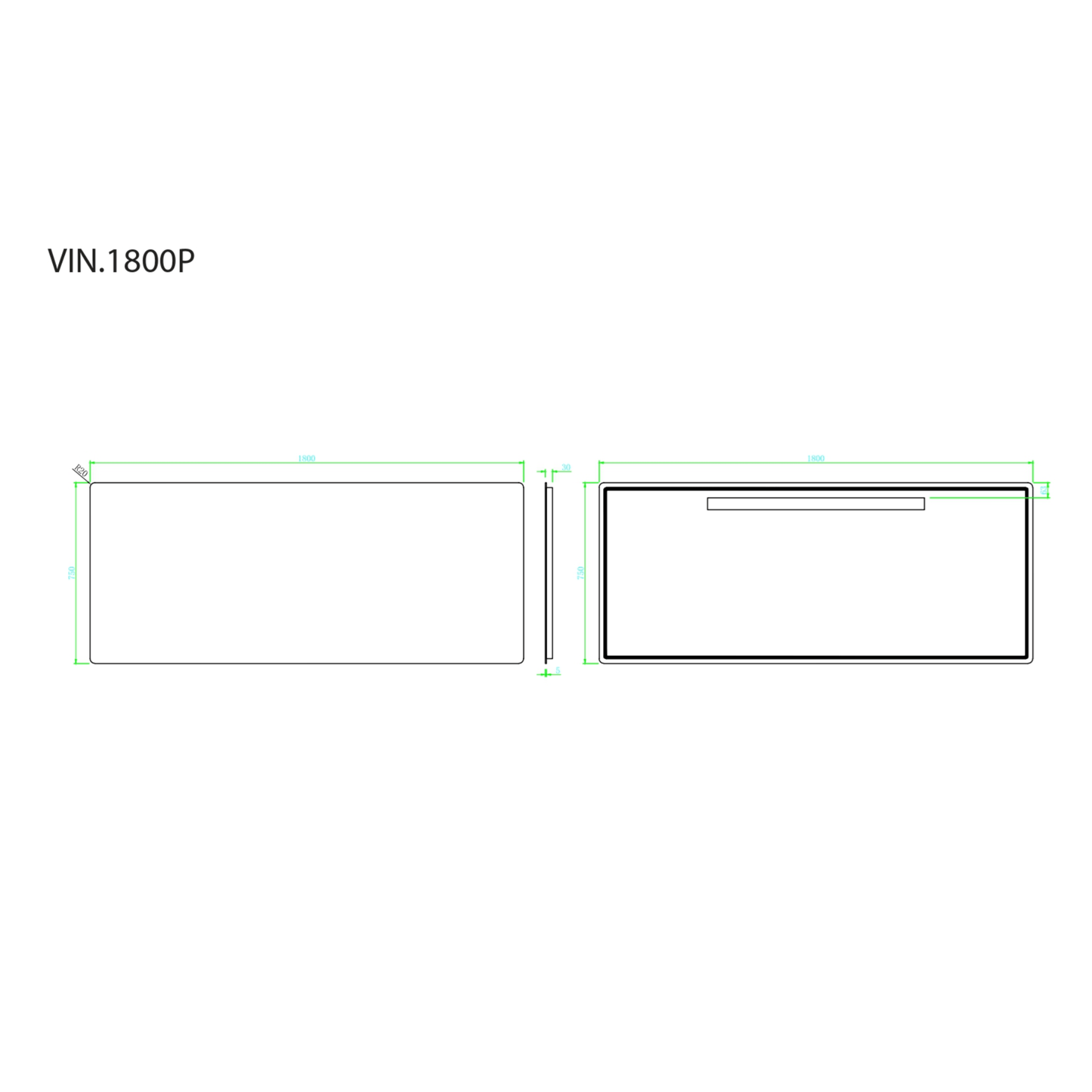 MELA - VINA 1800 Plain Mirror Polished EdgeMirror – available at Bathroom City Perth
