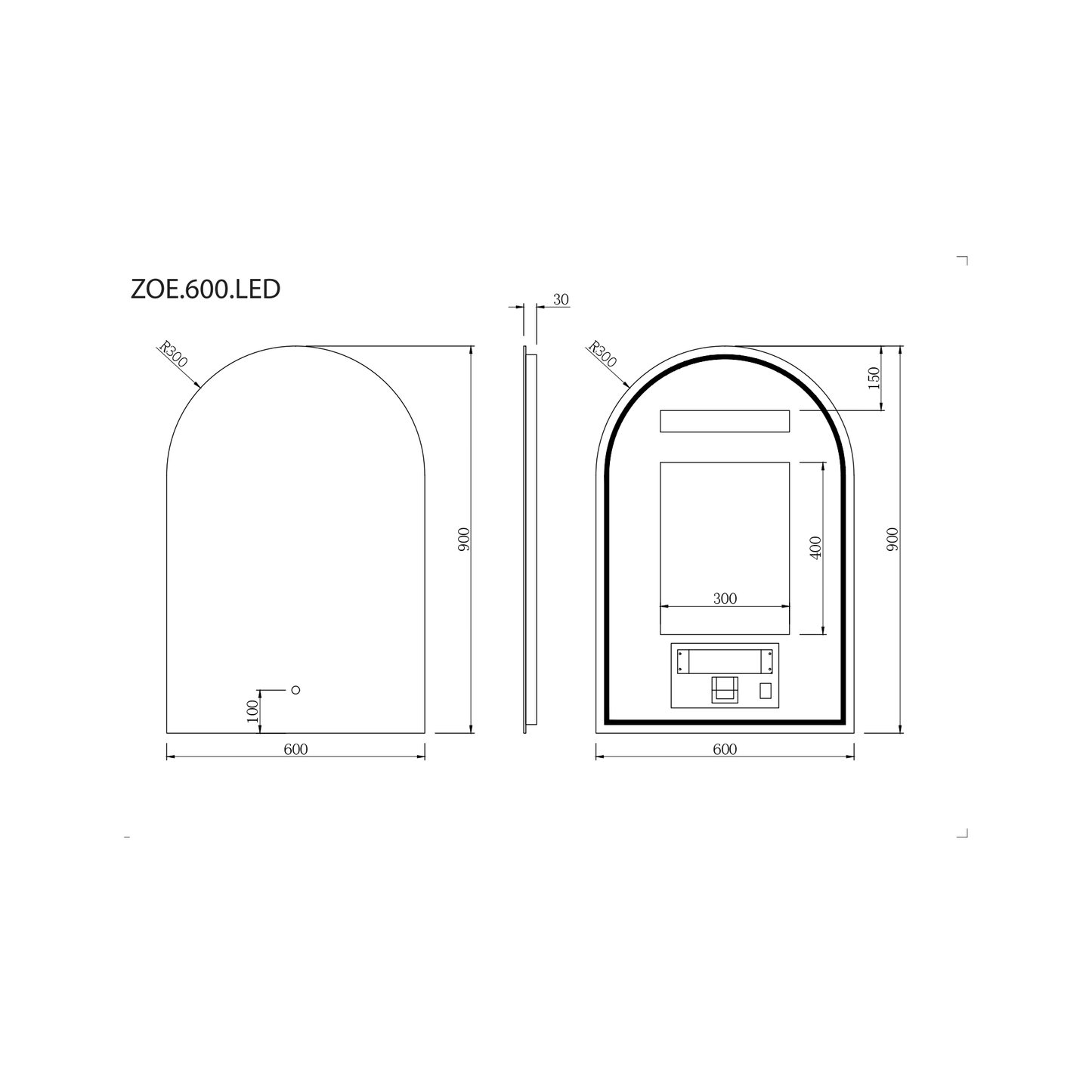 MELA - ZOE 600 LED Arch MirrorMirror – available at Bathroom City Perth